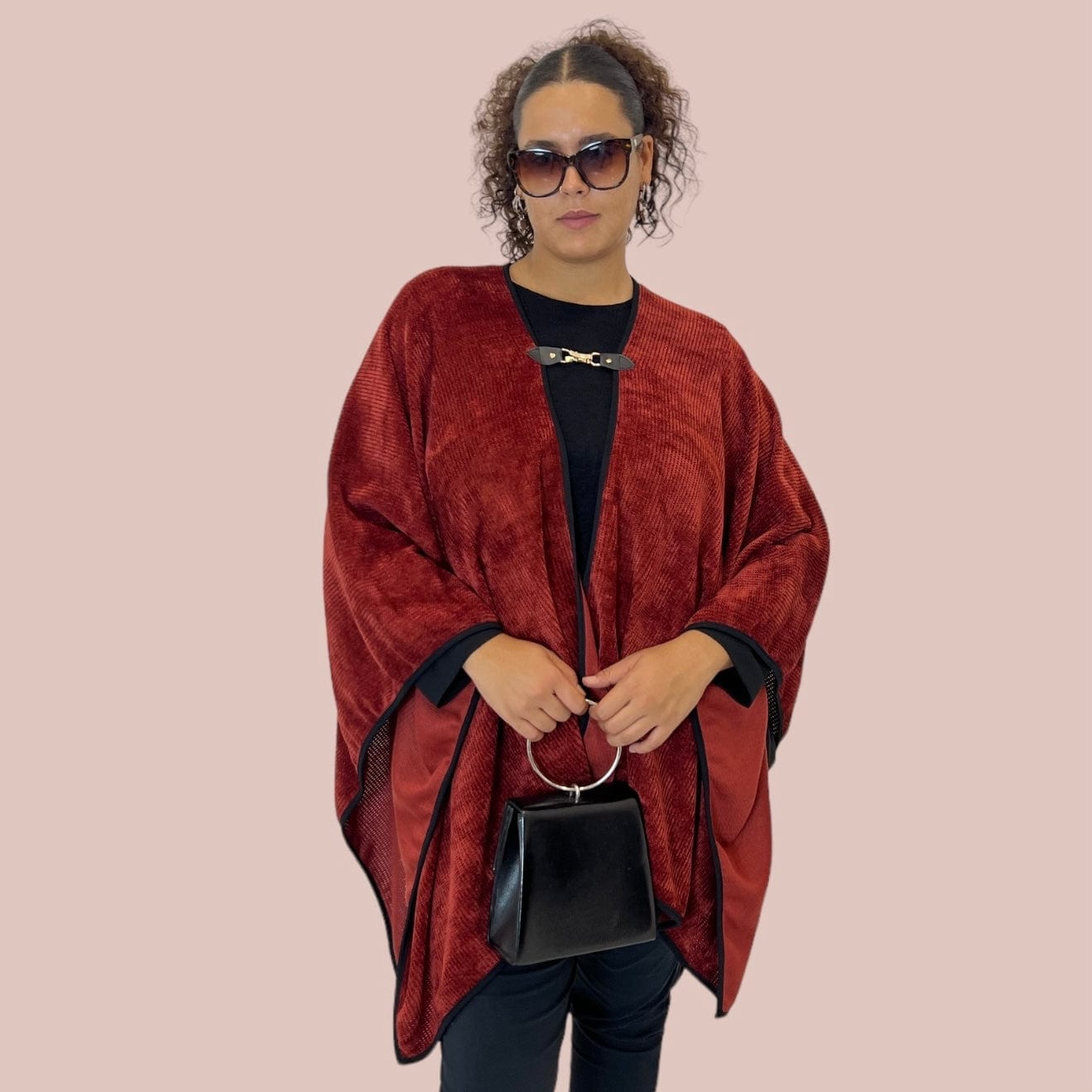 Poncho donna curvy Sbieco rosso