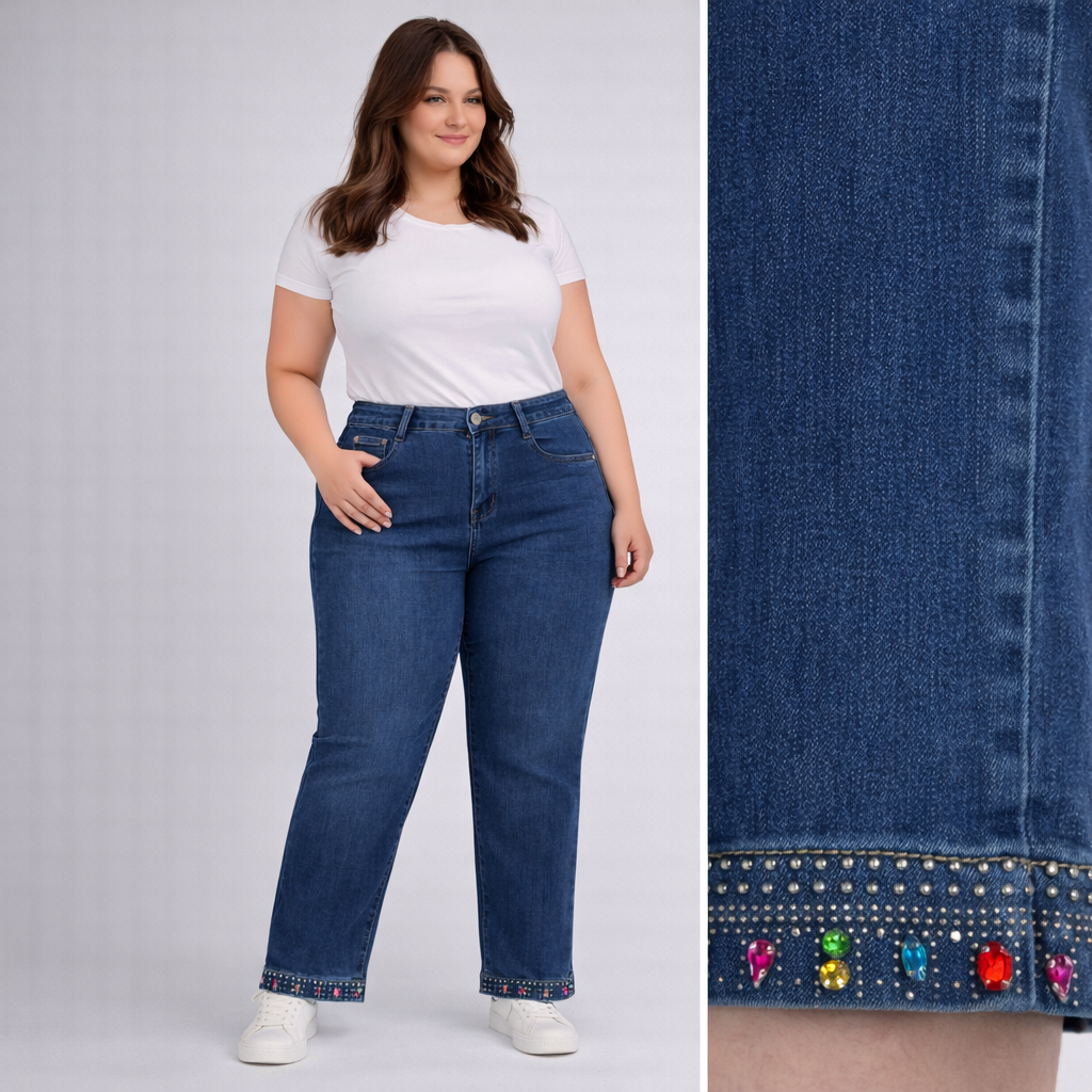 Jeans -5kg Strass Colorati