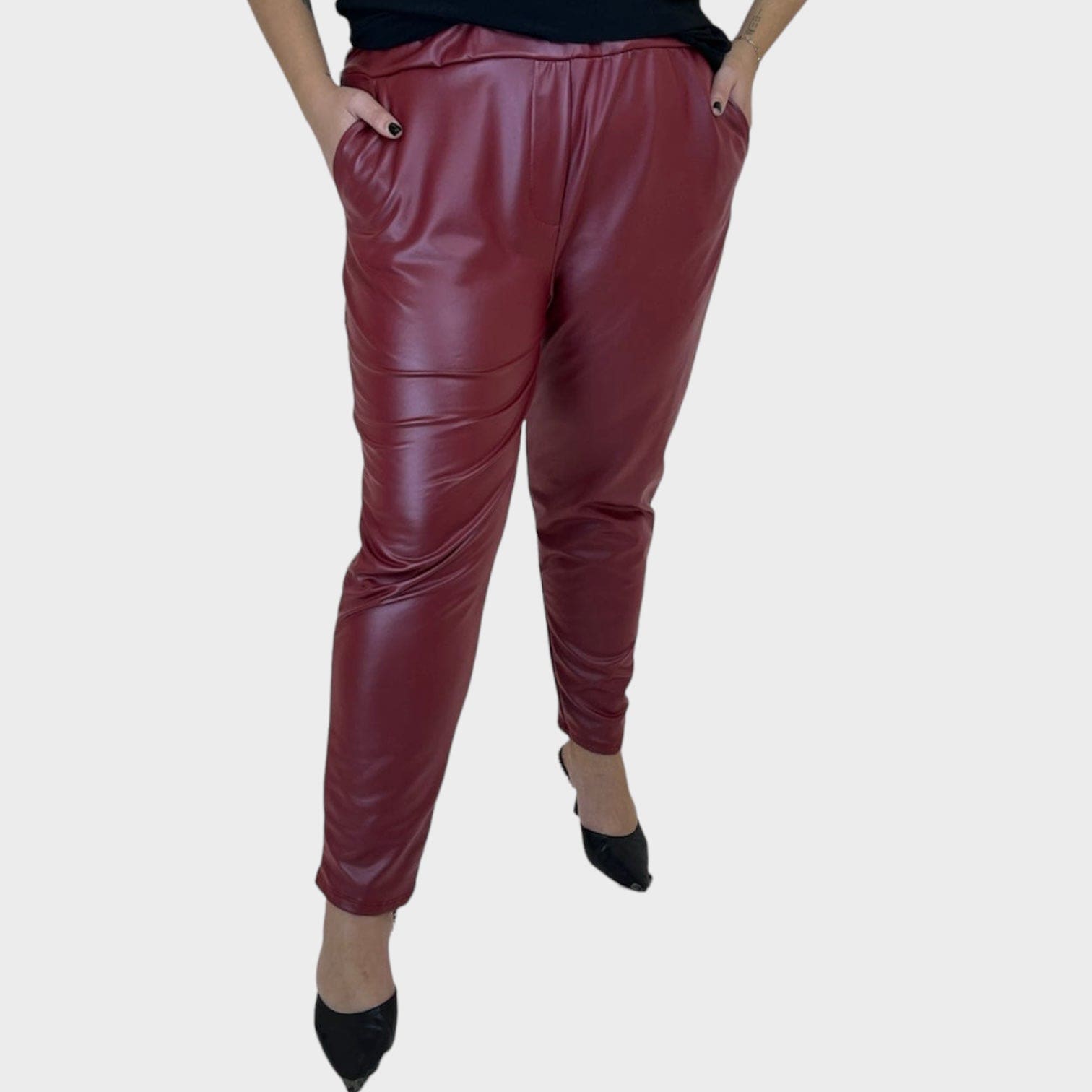 Pantalone ecopelle tasca america