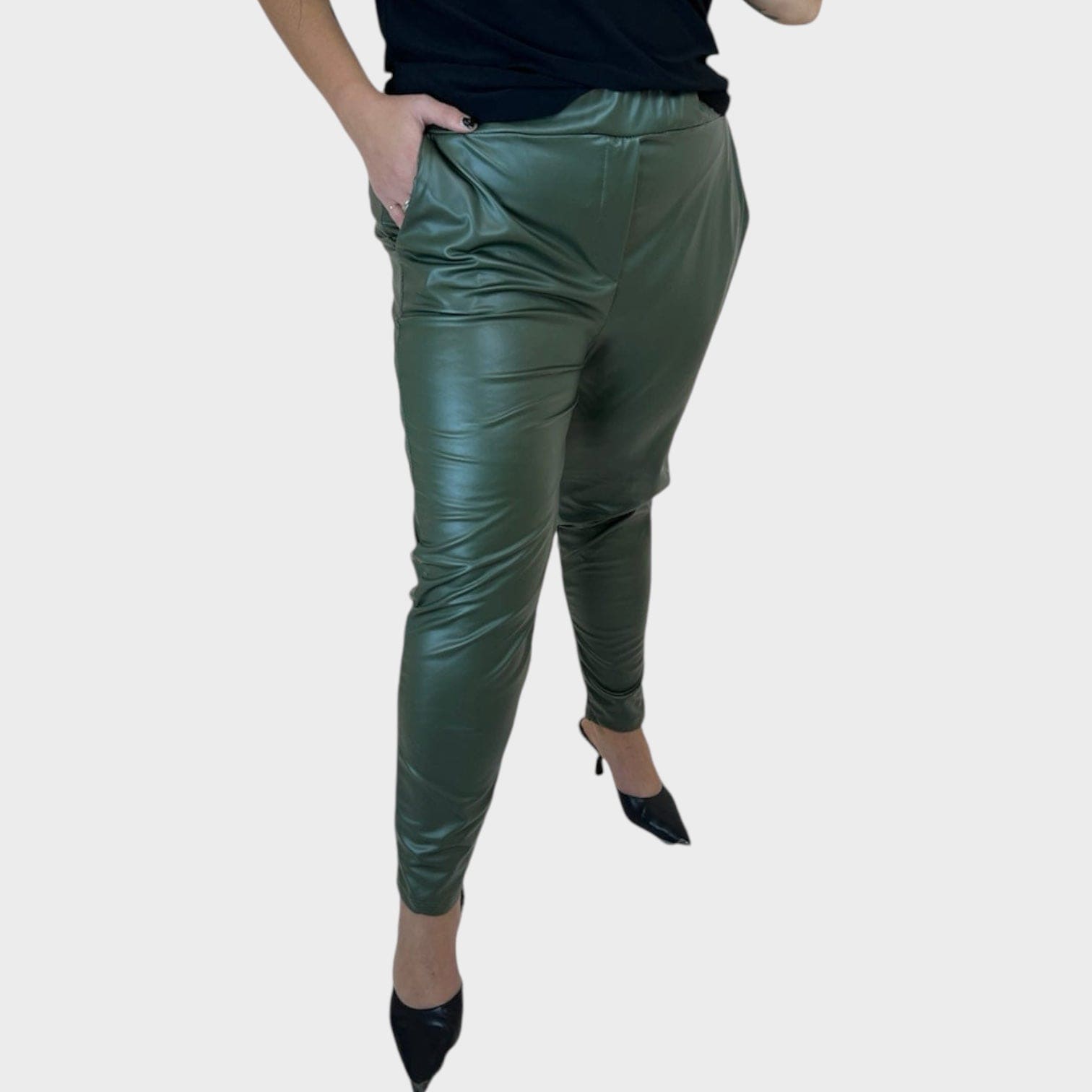 Pantalone ecopelle tasca america