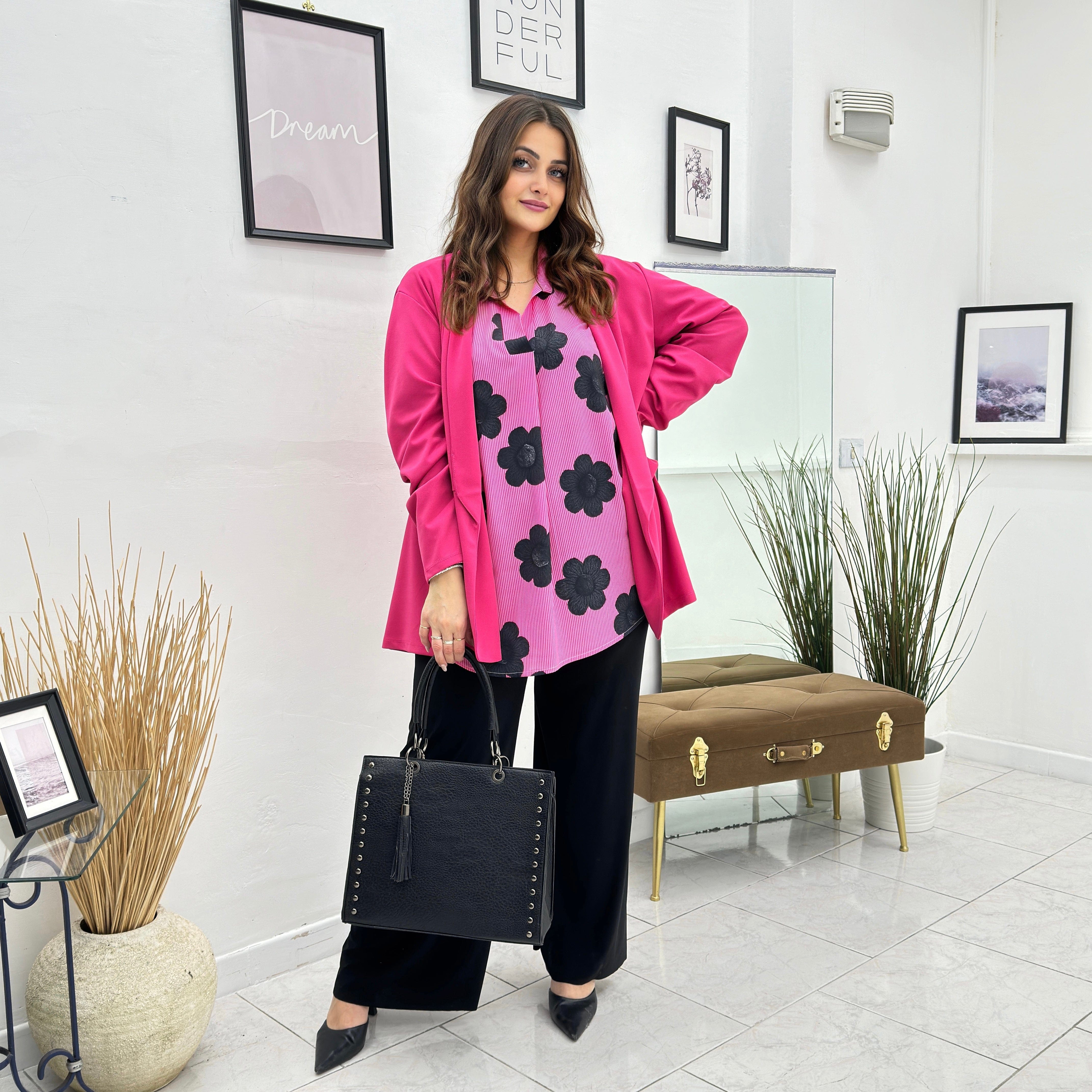 Giacca elasticizzata con manica arricciata moda curvy