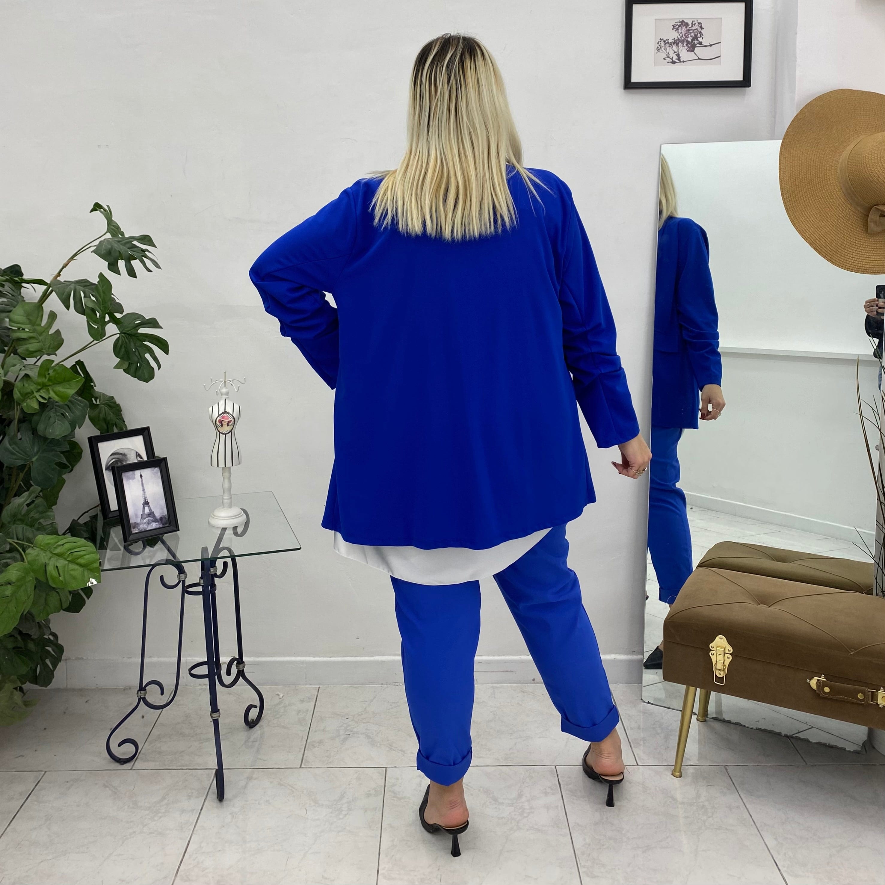 Giacca elasticizzata con manica arricciata moda curvy