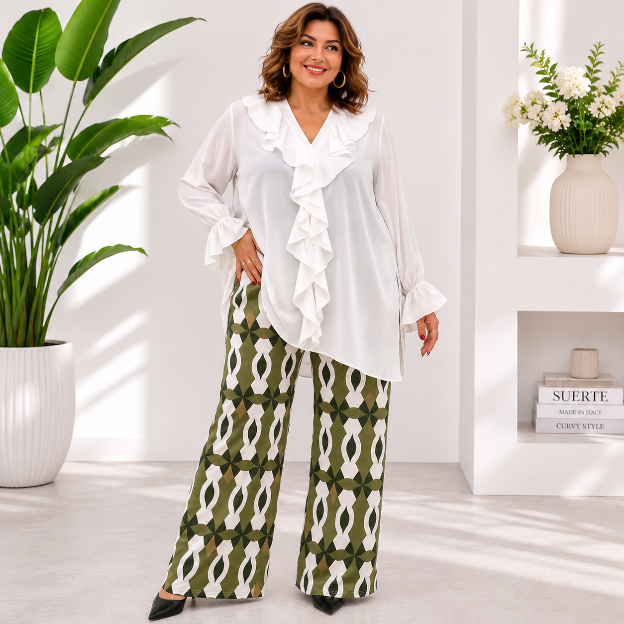 Camicia con rouche donne curvy Iris