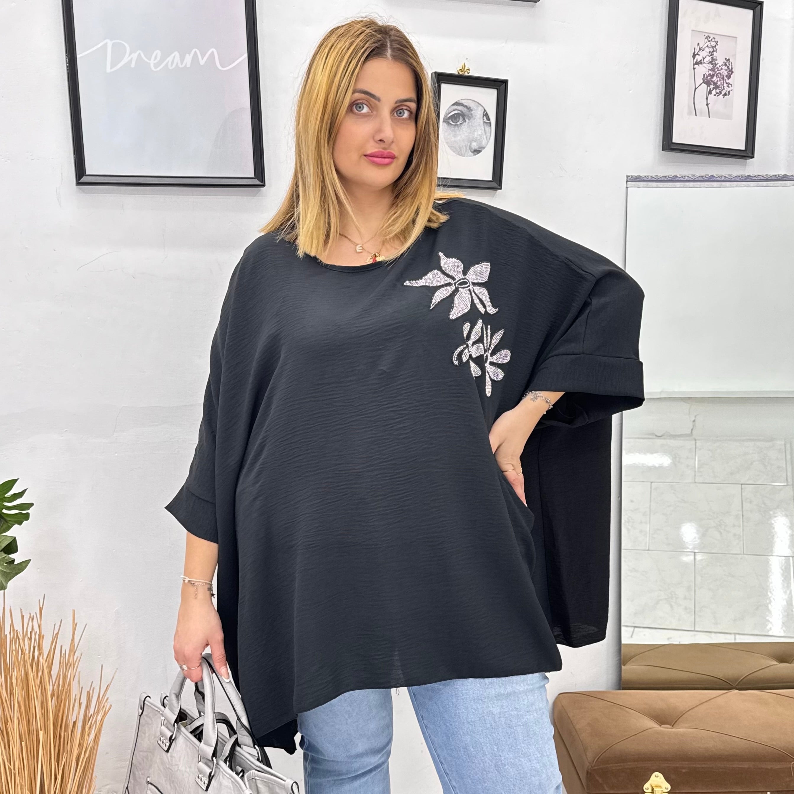 Maxi casacca peonia