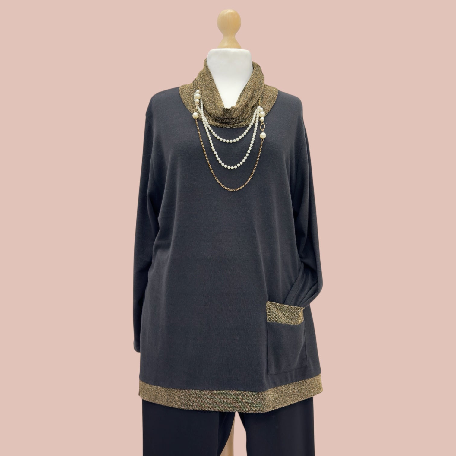 Maglia Collo Chunky Lamè