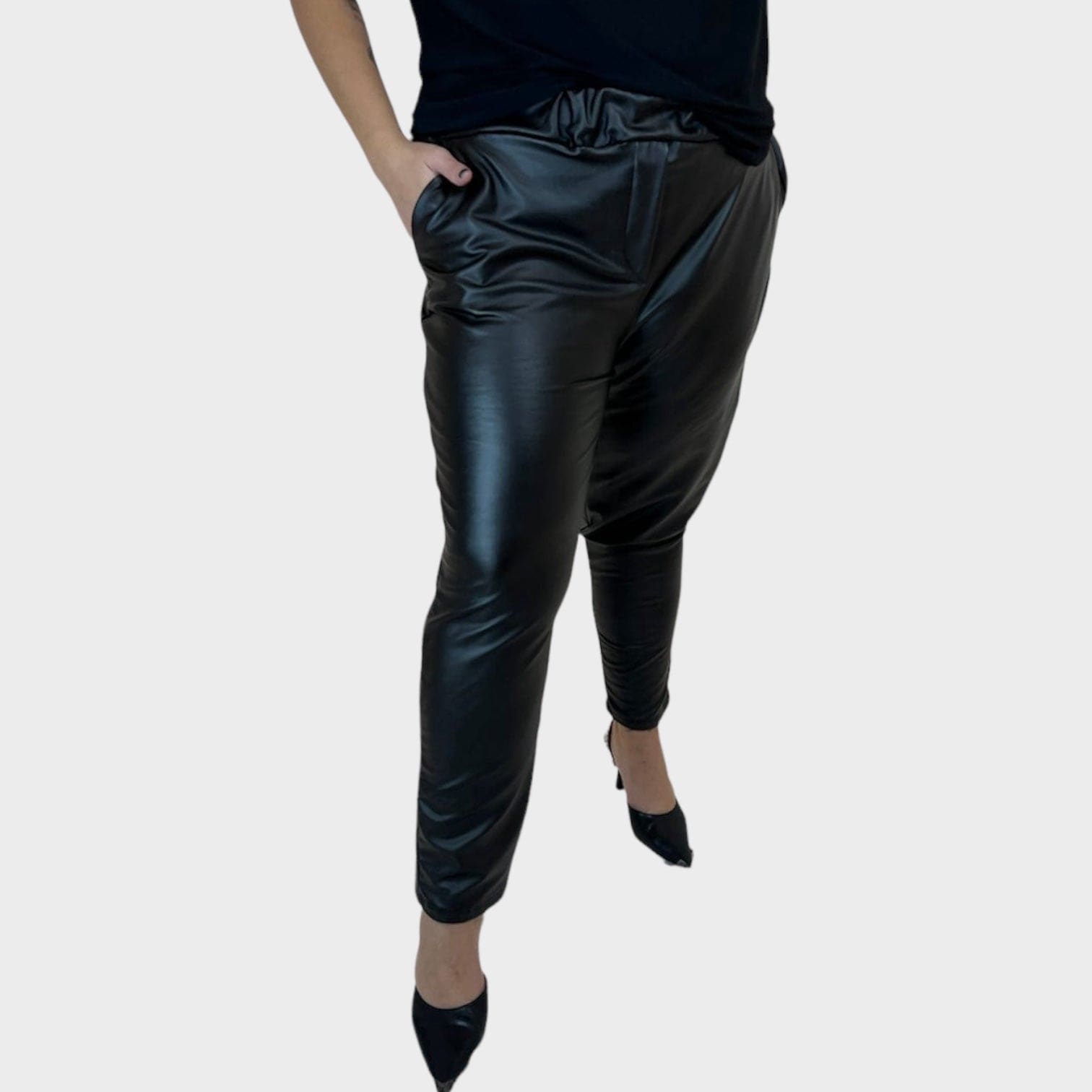 Pantalone ecopelle tasca america