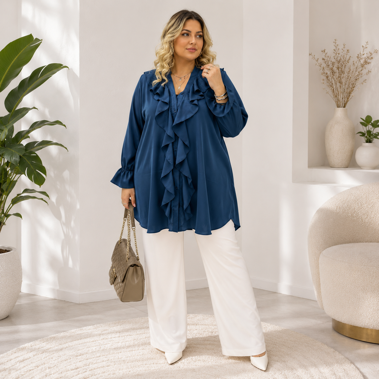 Camicia con rouche donne curvy Iris