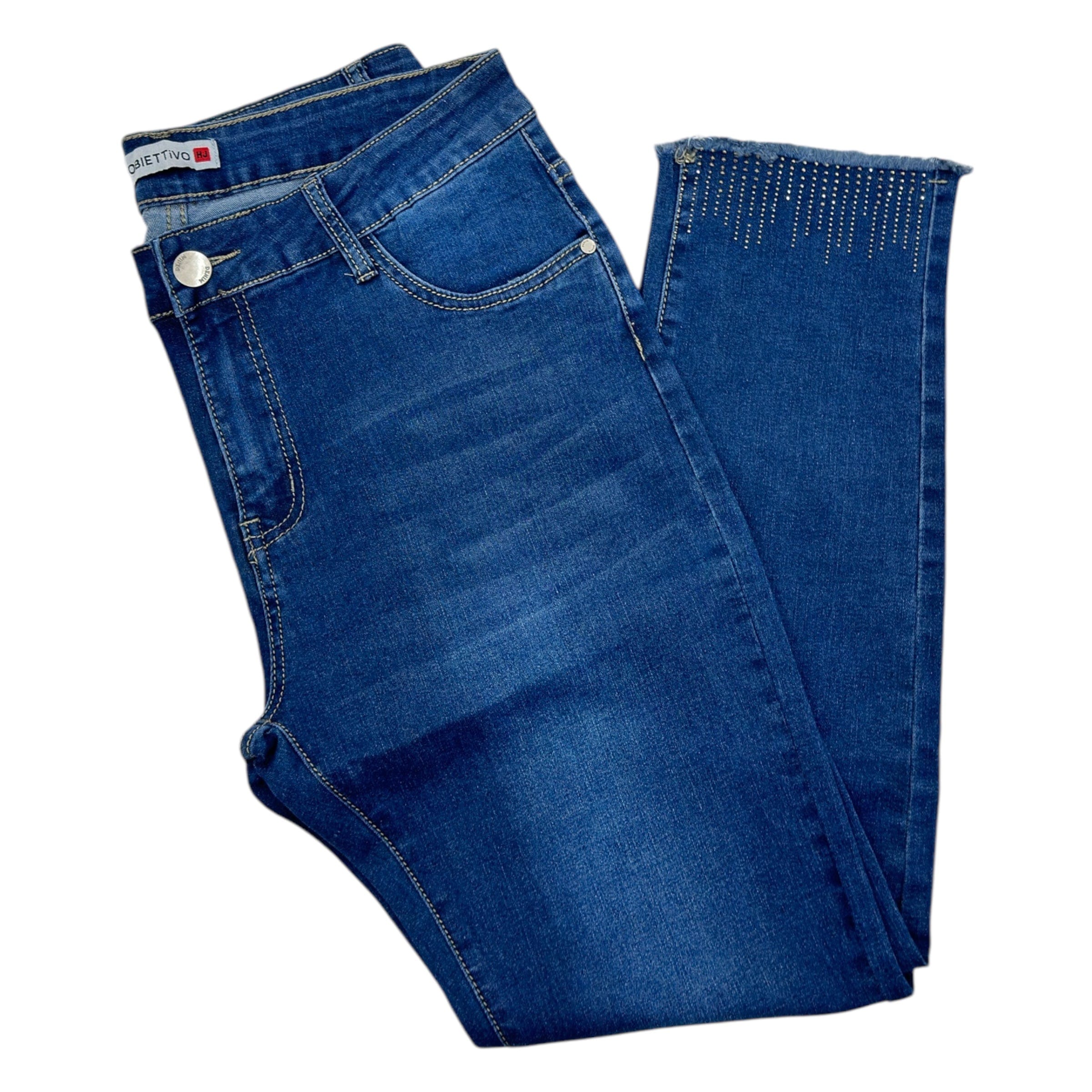 Jeans con Brillantini a Cascata