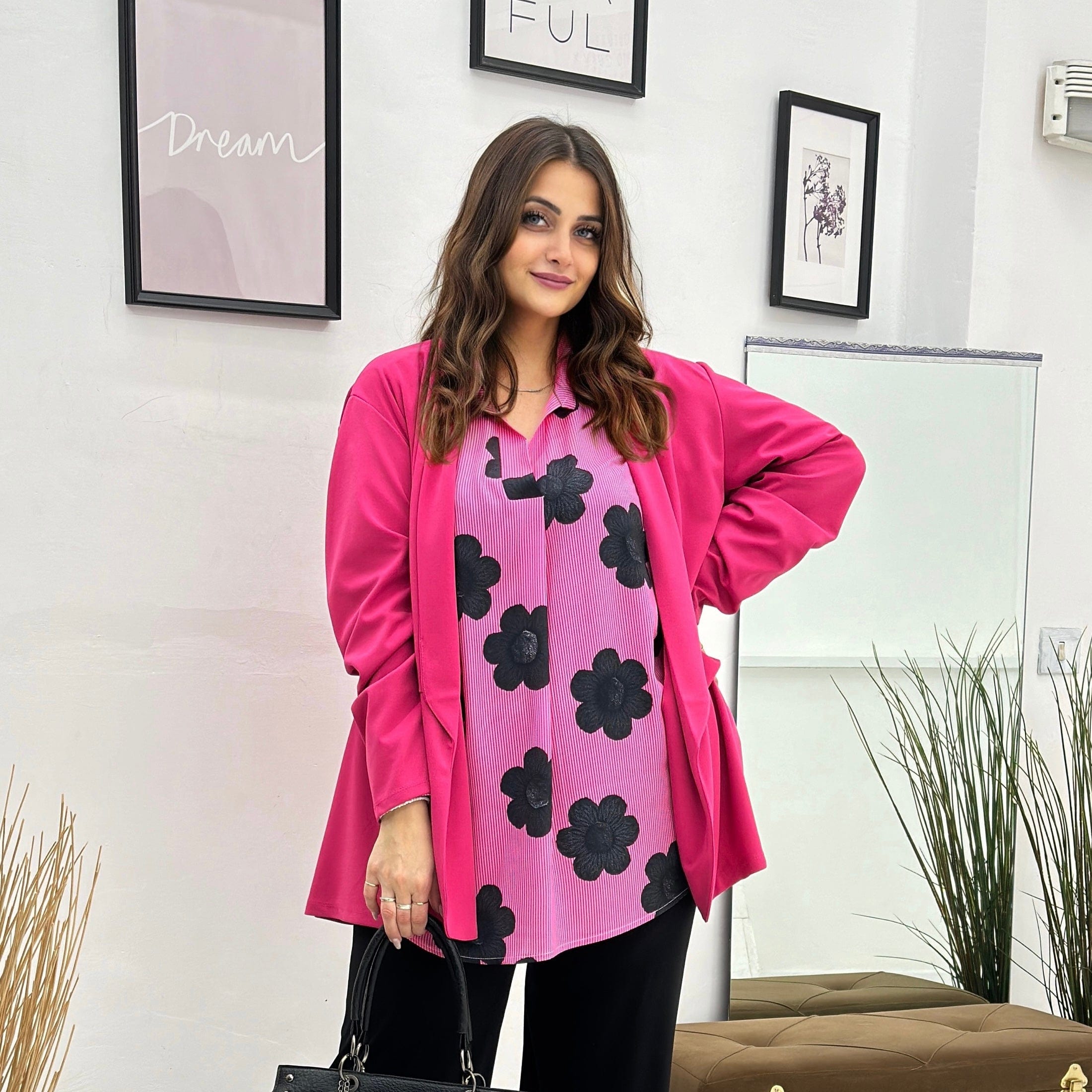 Giacca elasticizzata con manica arricciata moda curvy