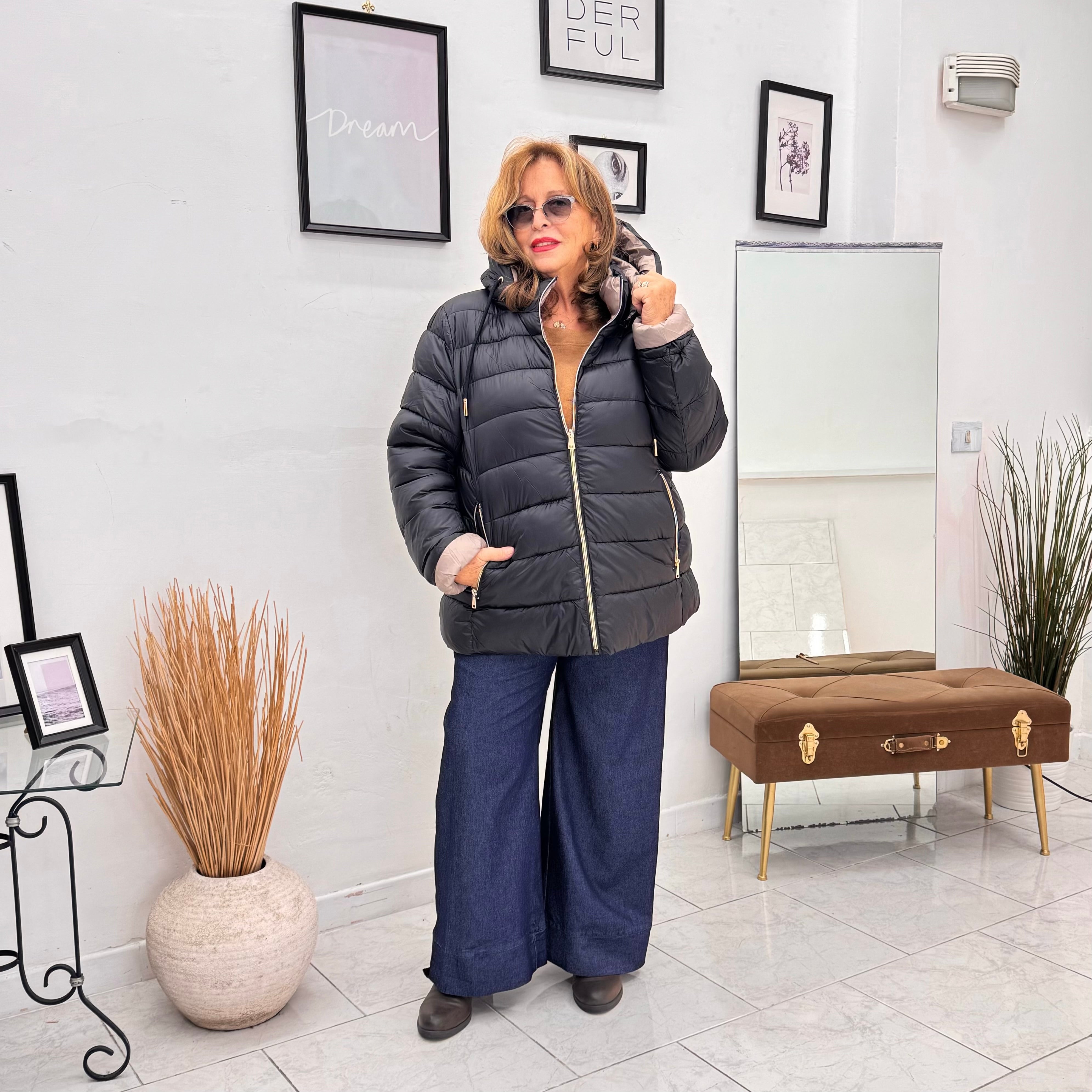 Piumino Double Face Black&Beige