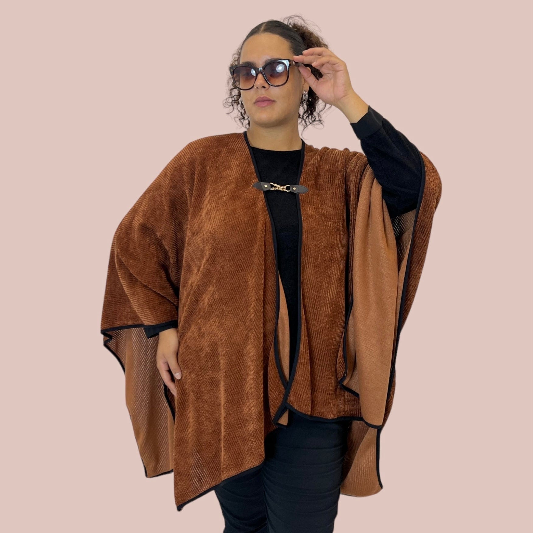 Poncho donna curvy Sbieco marrone