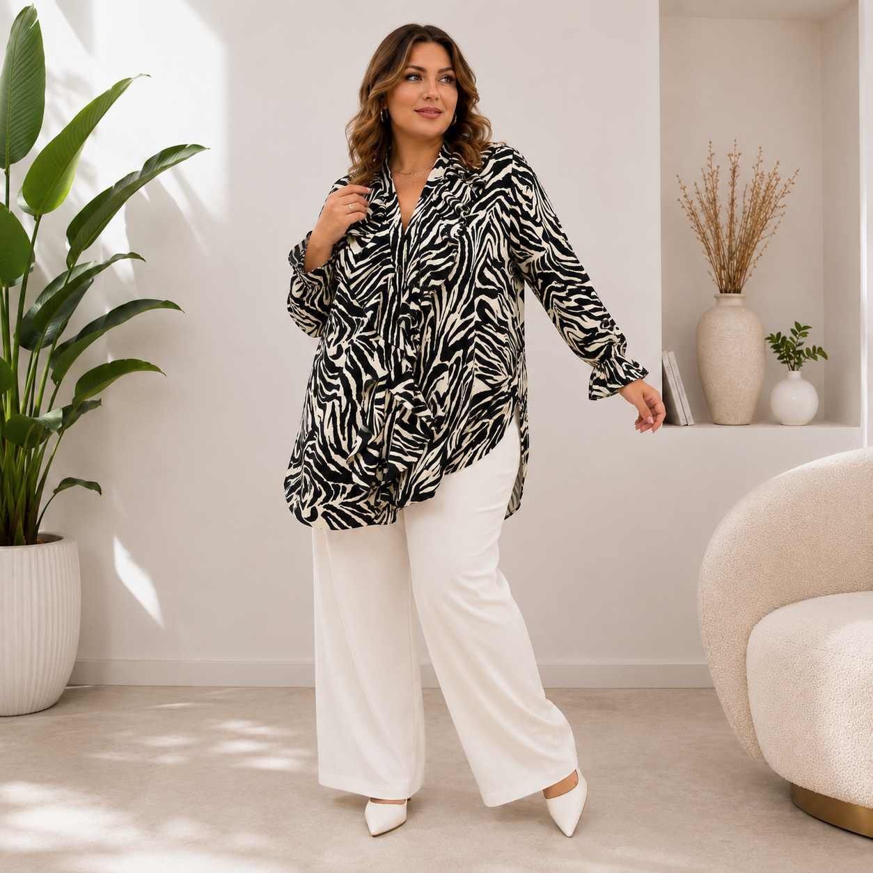 Camicia con rouche donne curvy Iris
