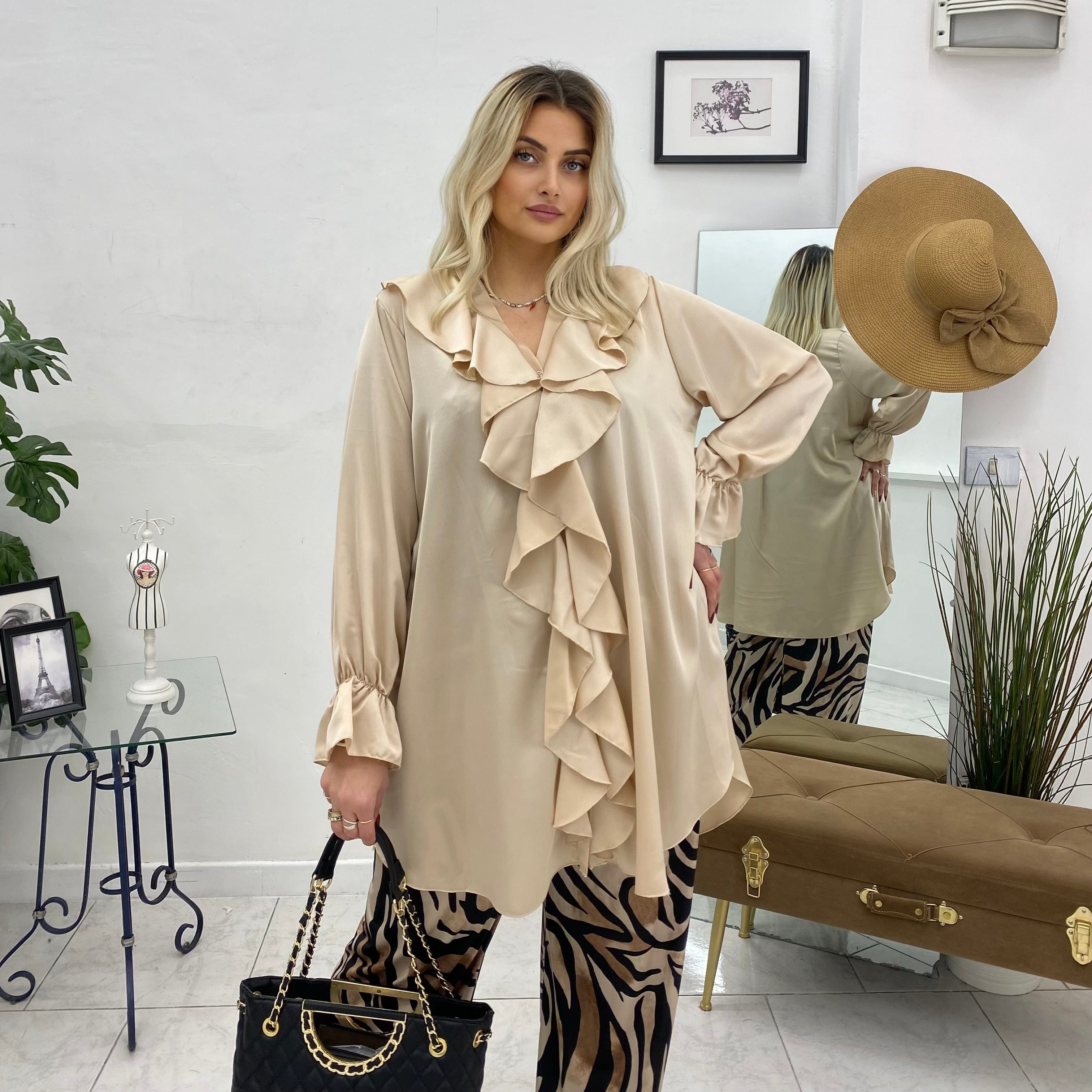 Camicia con rouche donne curvy Iris