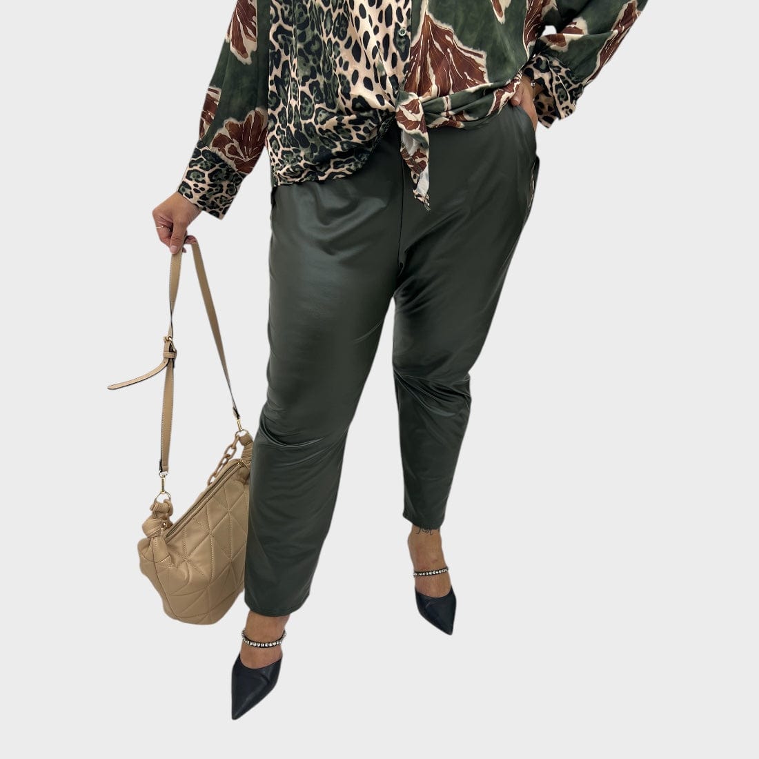 Pantalone ecopelle tasca america