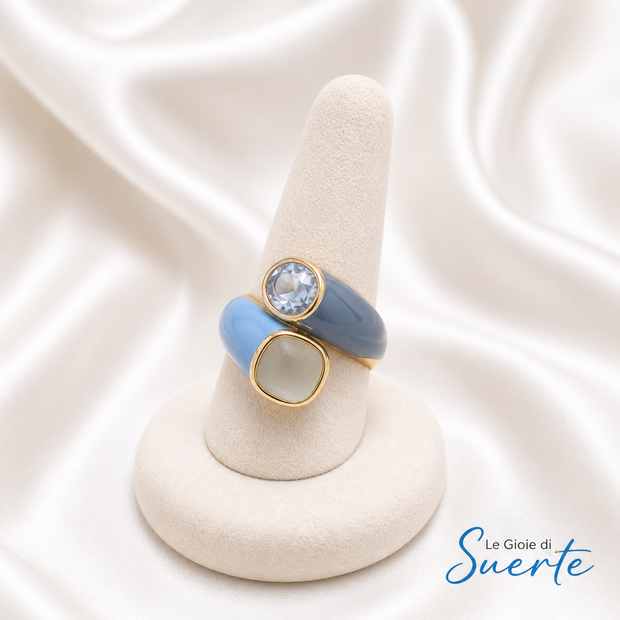 Anello Duo Azzurro Elegance