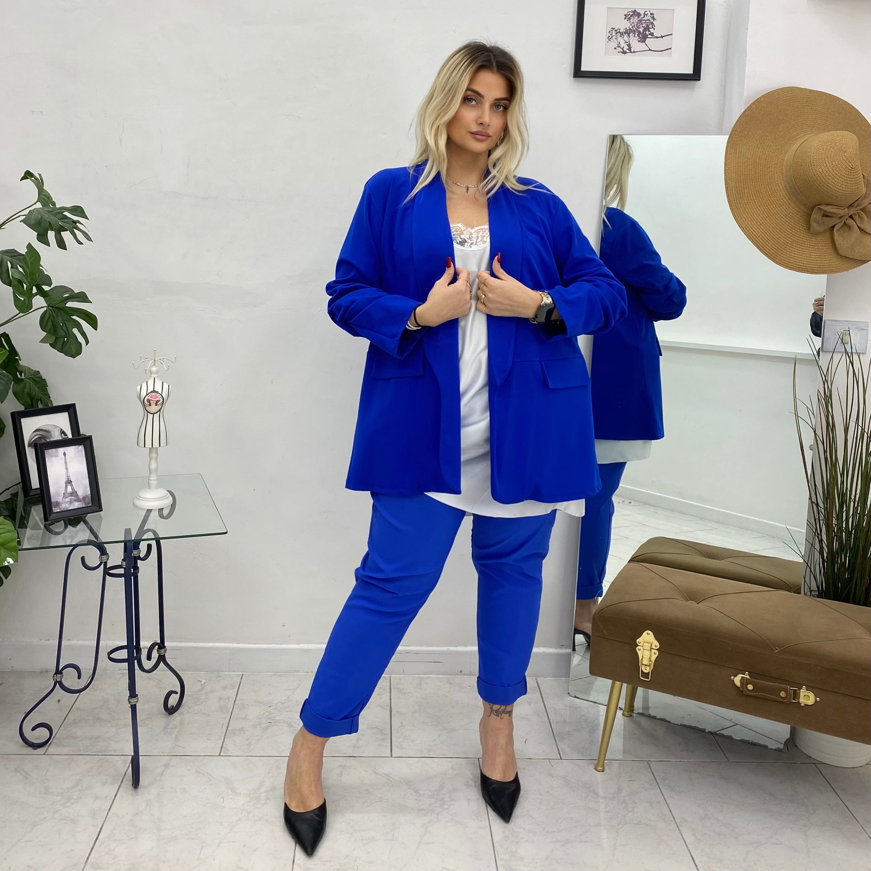 Giacca elasticizzata con manica arricciata moda curvy