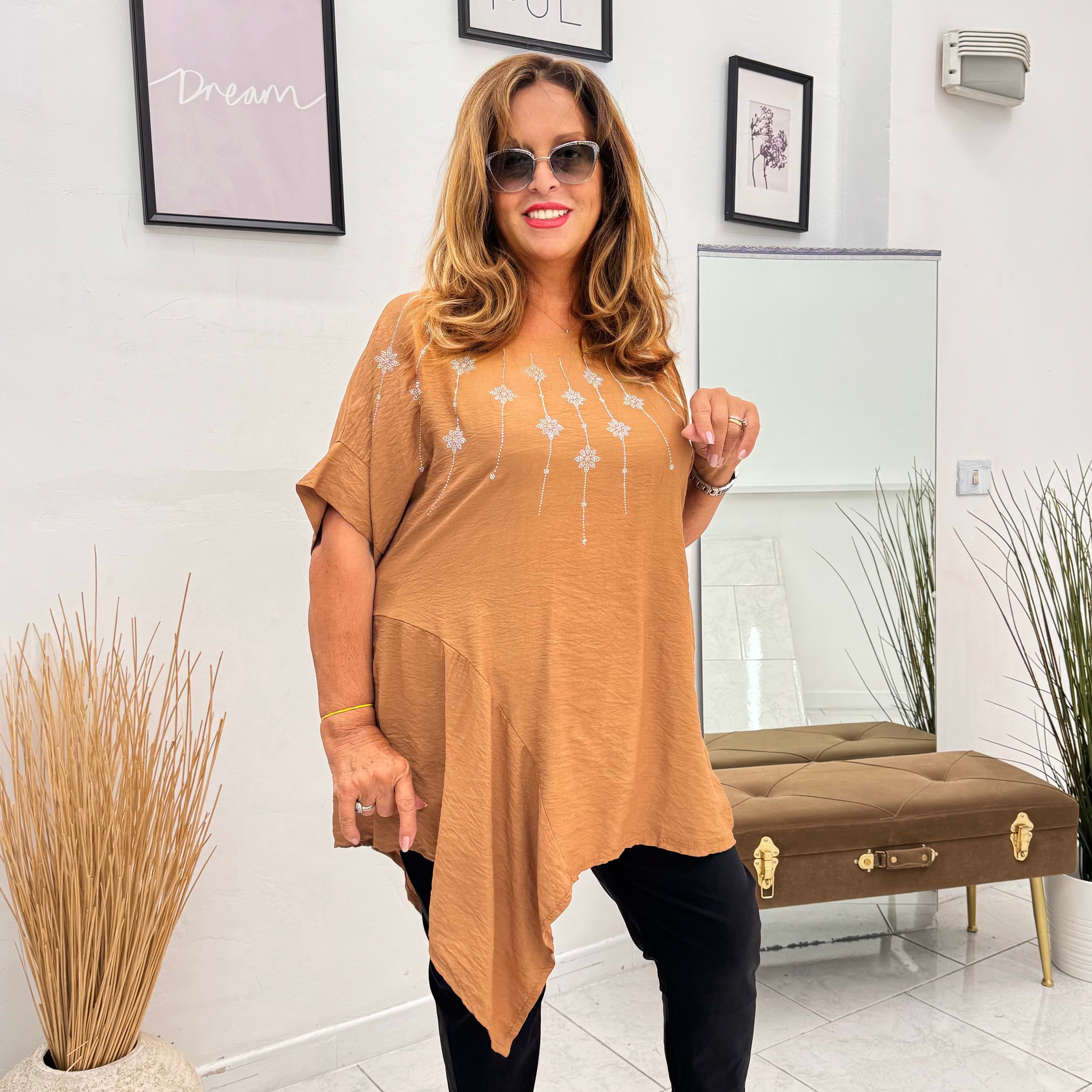 Maglia Asimmetrica Strass