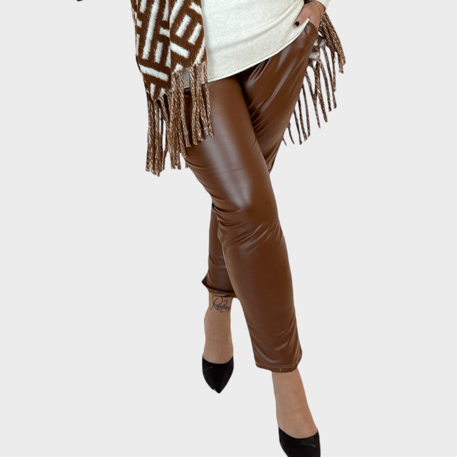 Pantalone ecopelle tasca america