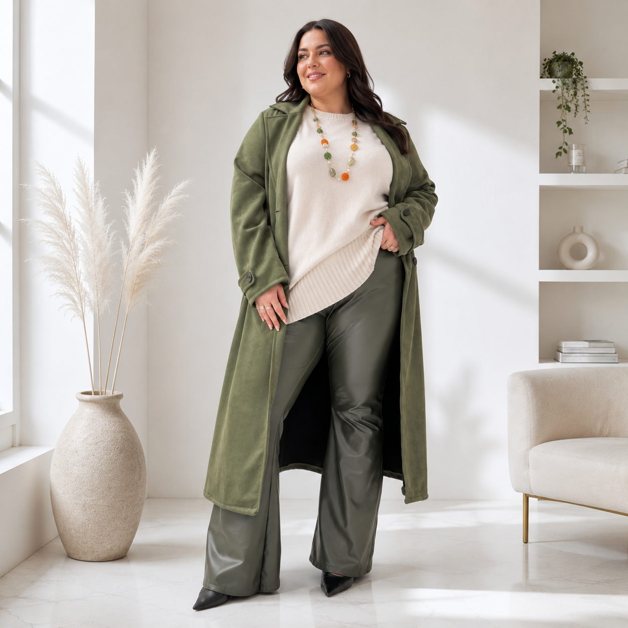 Pantalone a zampa in ecopelle