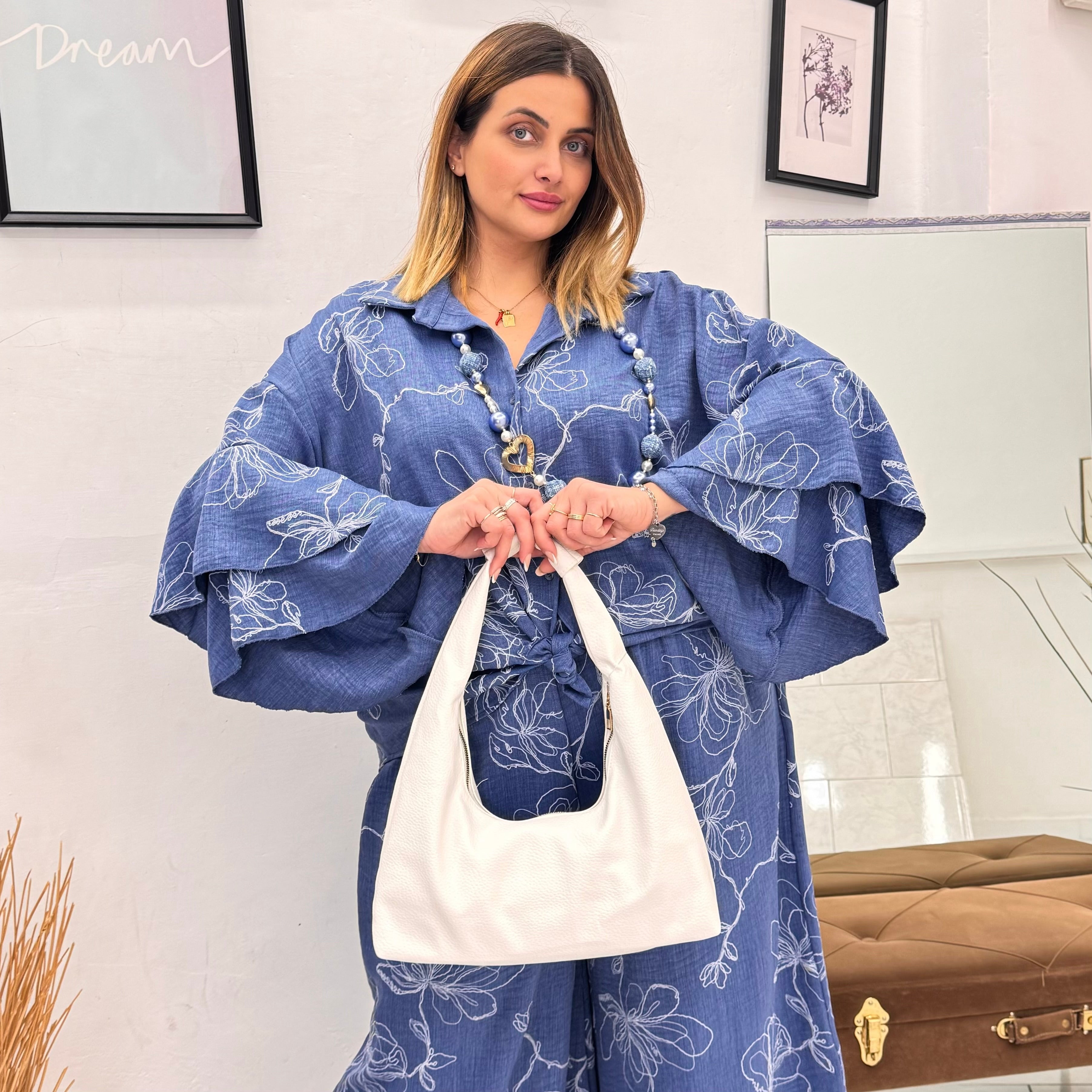 Camicia Denim Flower Nodo