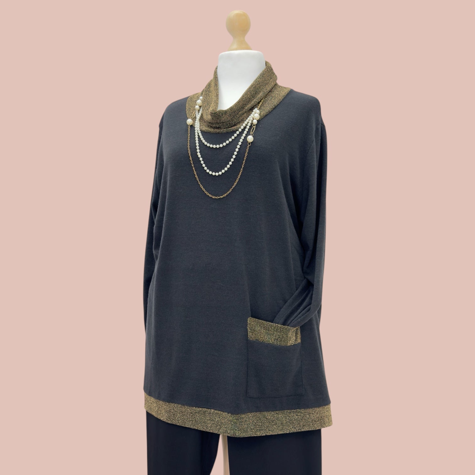 Maglia Collo Chunky Lamè