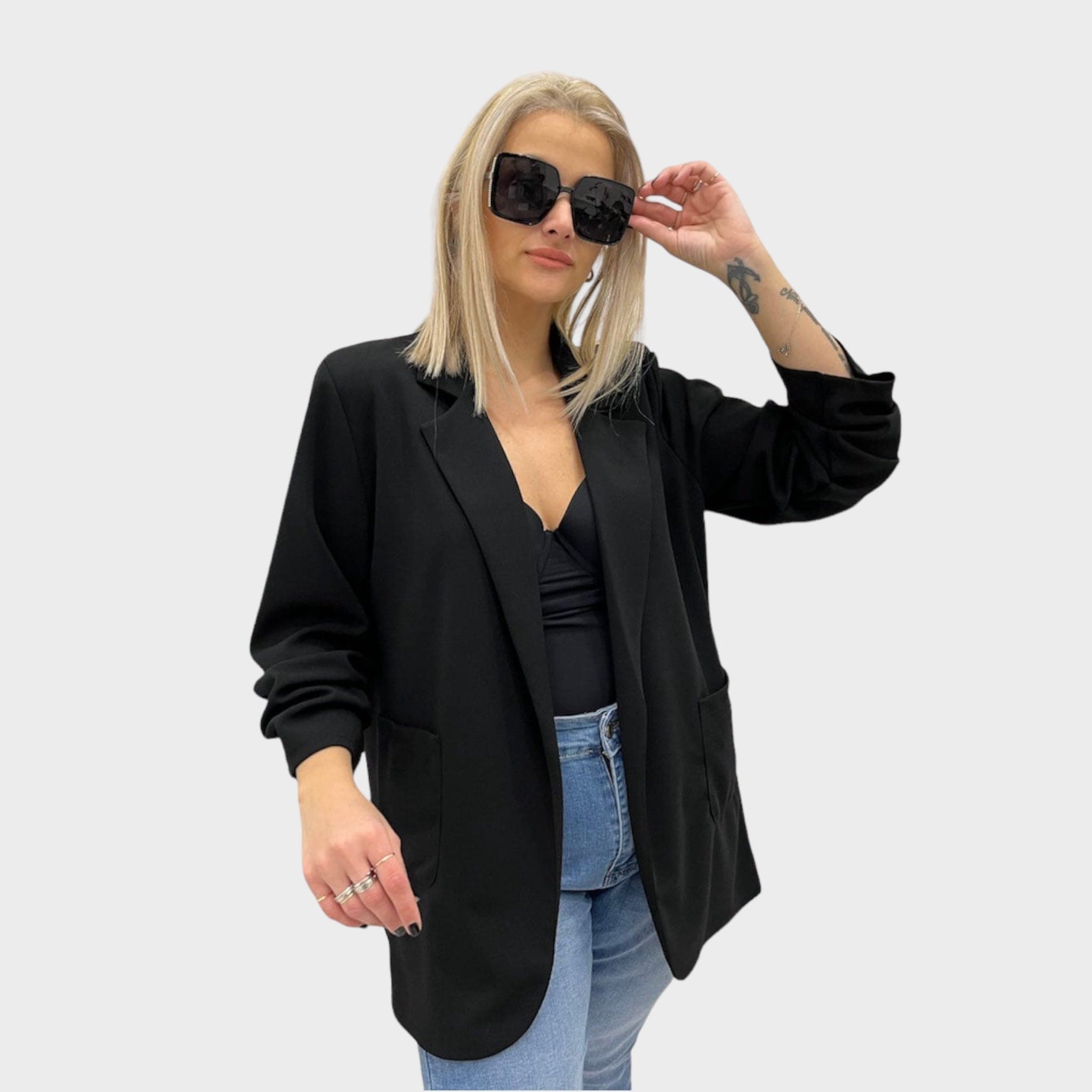 Giacca elasticizzata con manica arricciata moda curvy