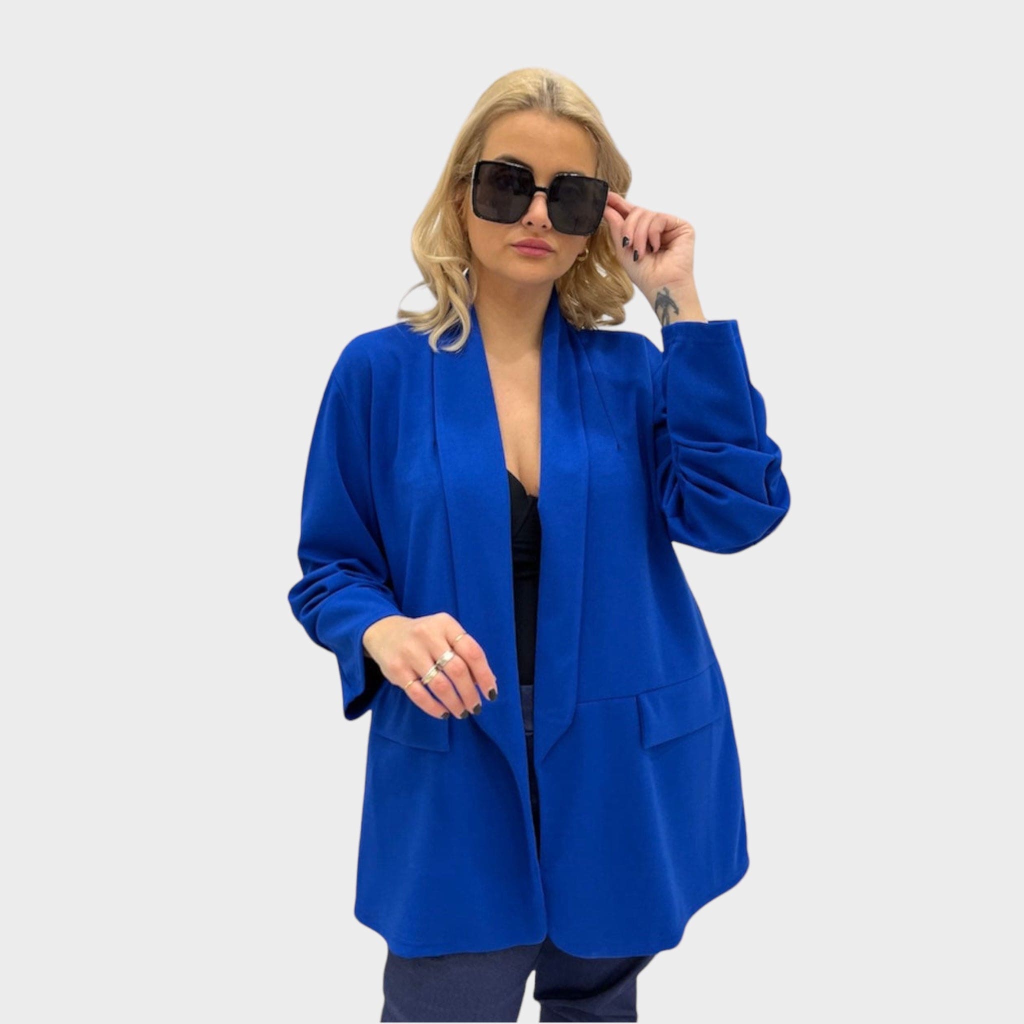 Giacca elasticizzata con manica arricciata moda curvy