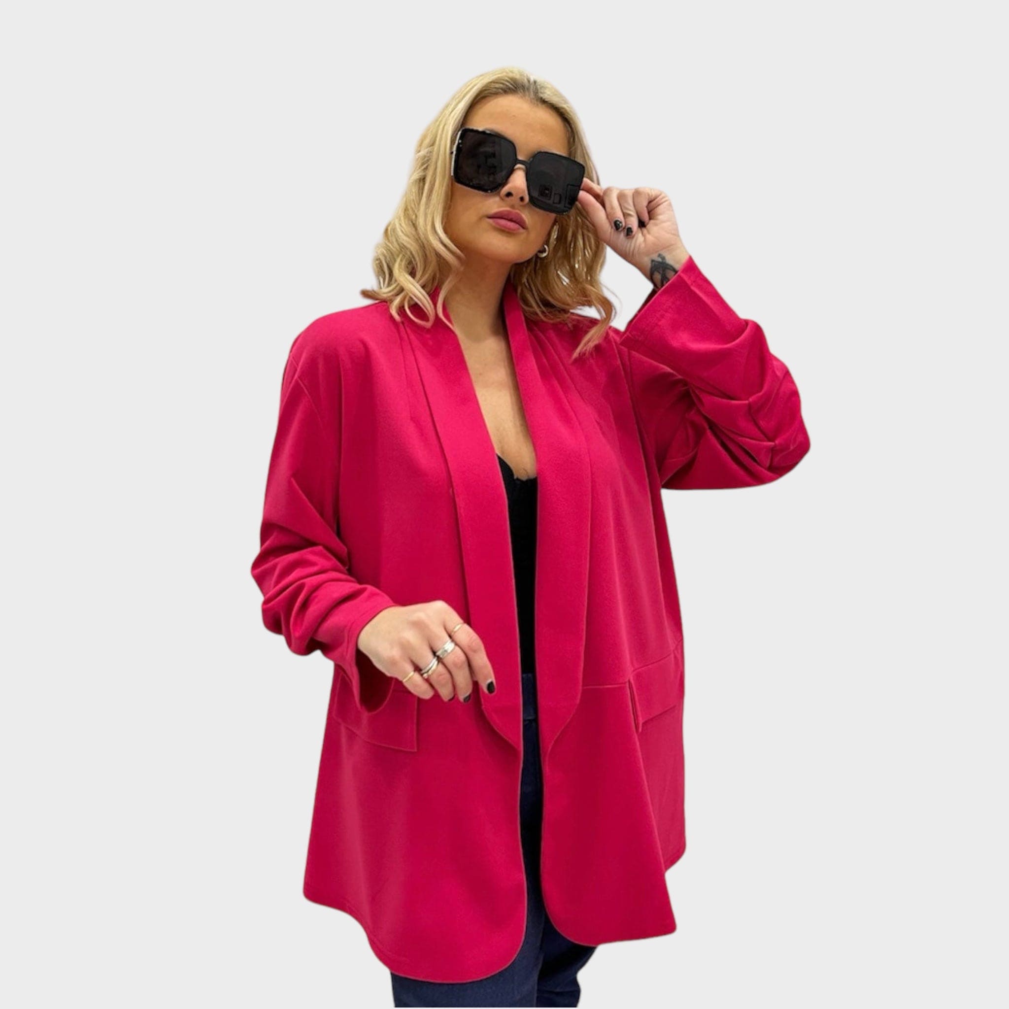 Giacca elasticizzata con manica arricciata moda curvy