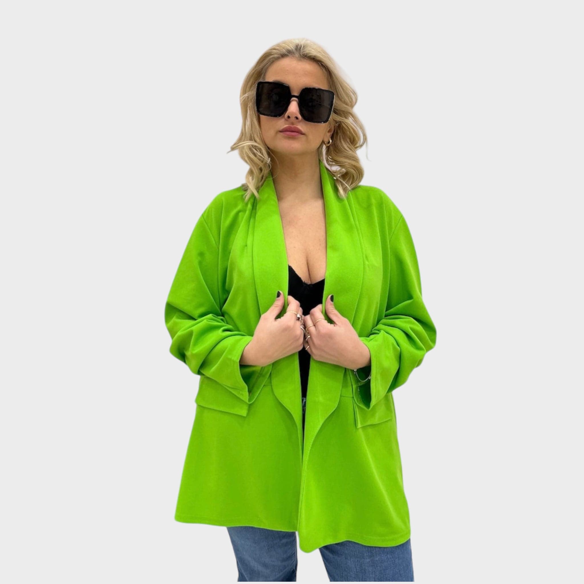 Giacca elasticizzata con manica arricciata moda curvy