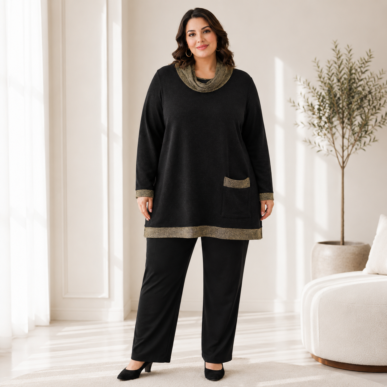 Maglia Collo Chunky Lamè
