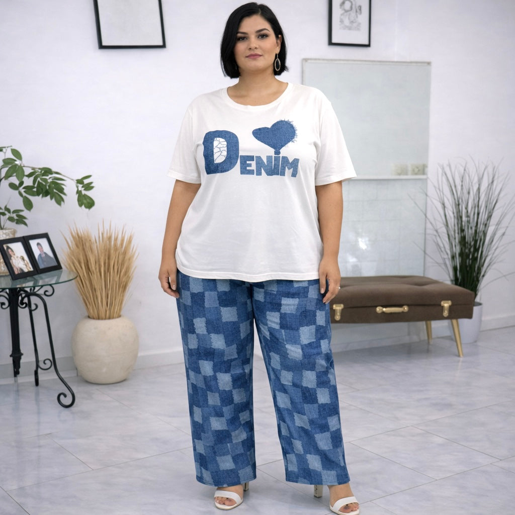 PantaJeans con Elastico in Vita Scacchi