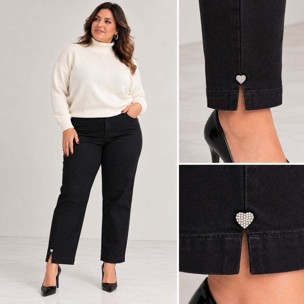 Jeans cuore nero chic fa9502
