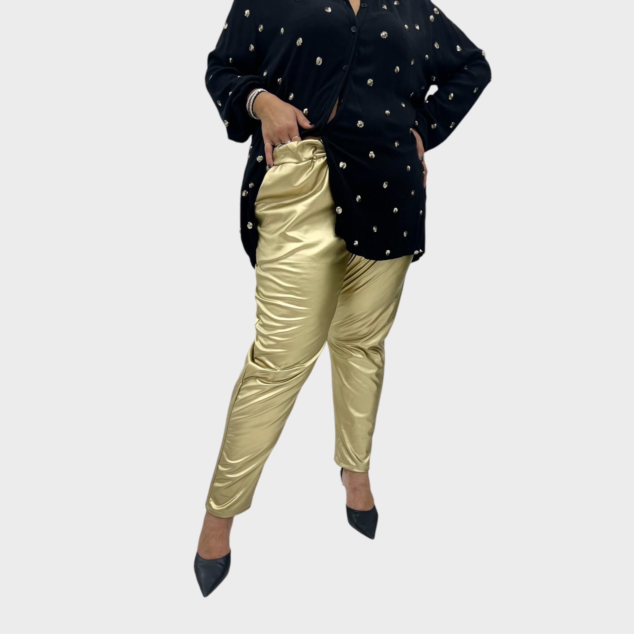 Pantalone ecopelle tasca america