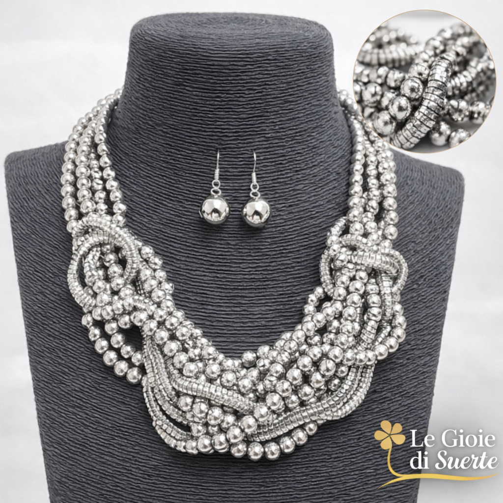 Set Collana Intreccio Imperiale con Orecchini Coordinati