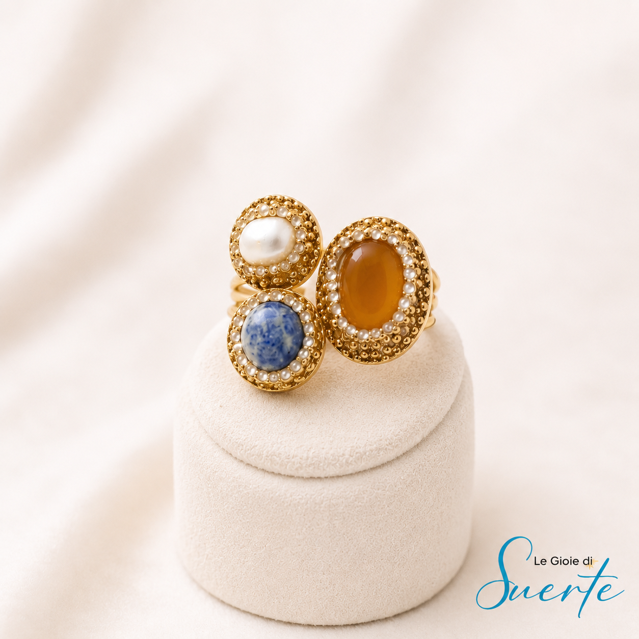 Anello Tris Gemme Royale
