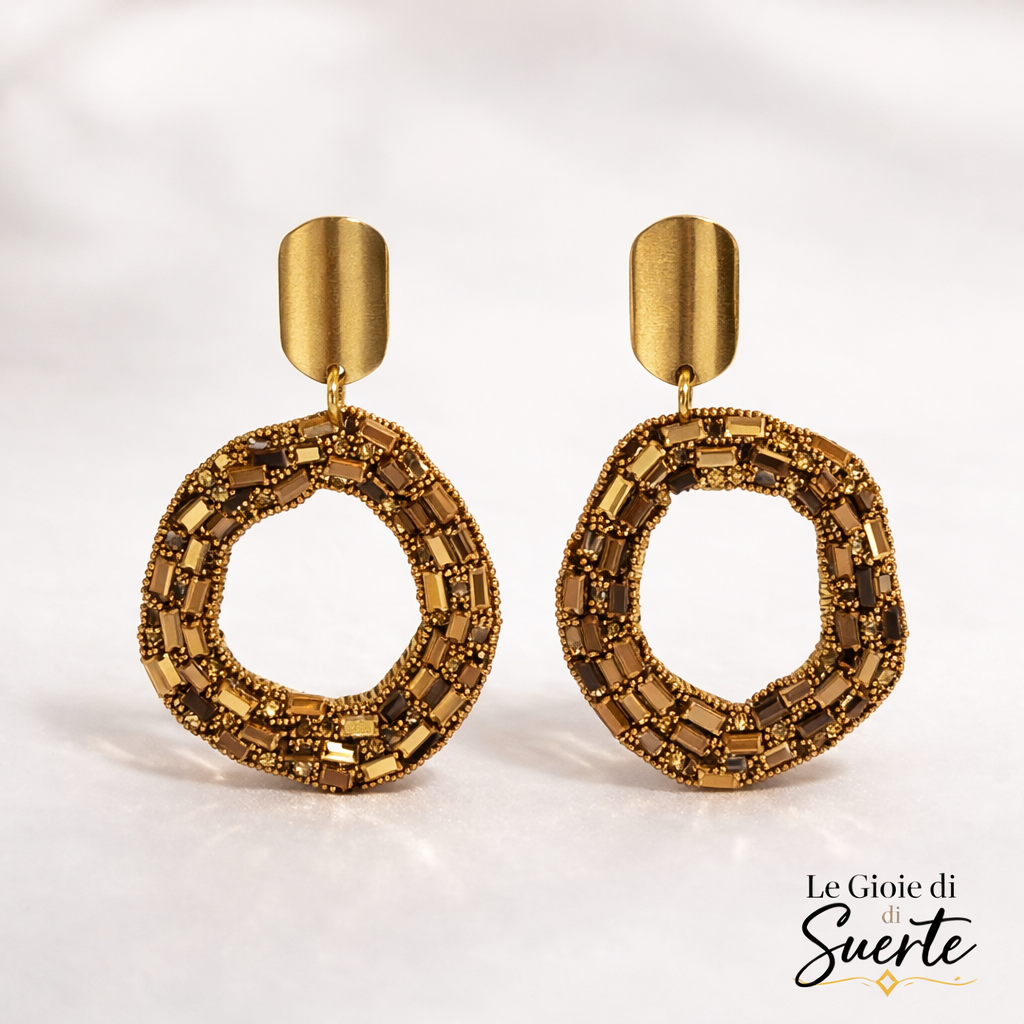 Orecchini Dorati Geometrici Crystal