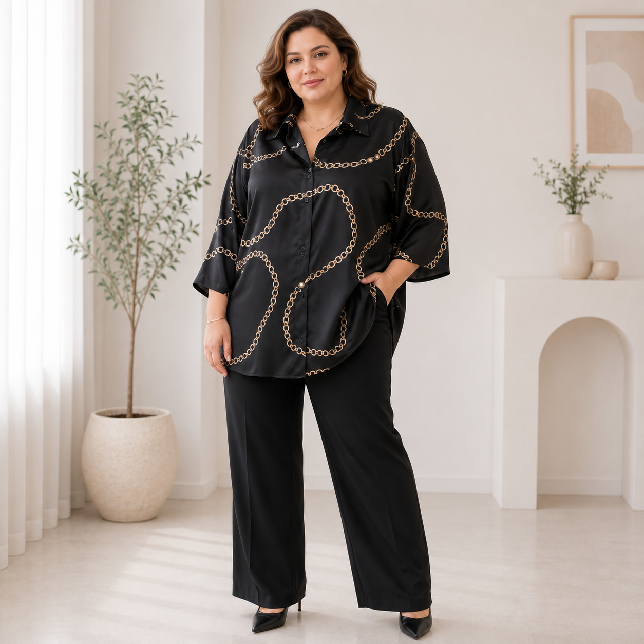Camicia in Raso Chain