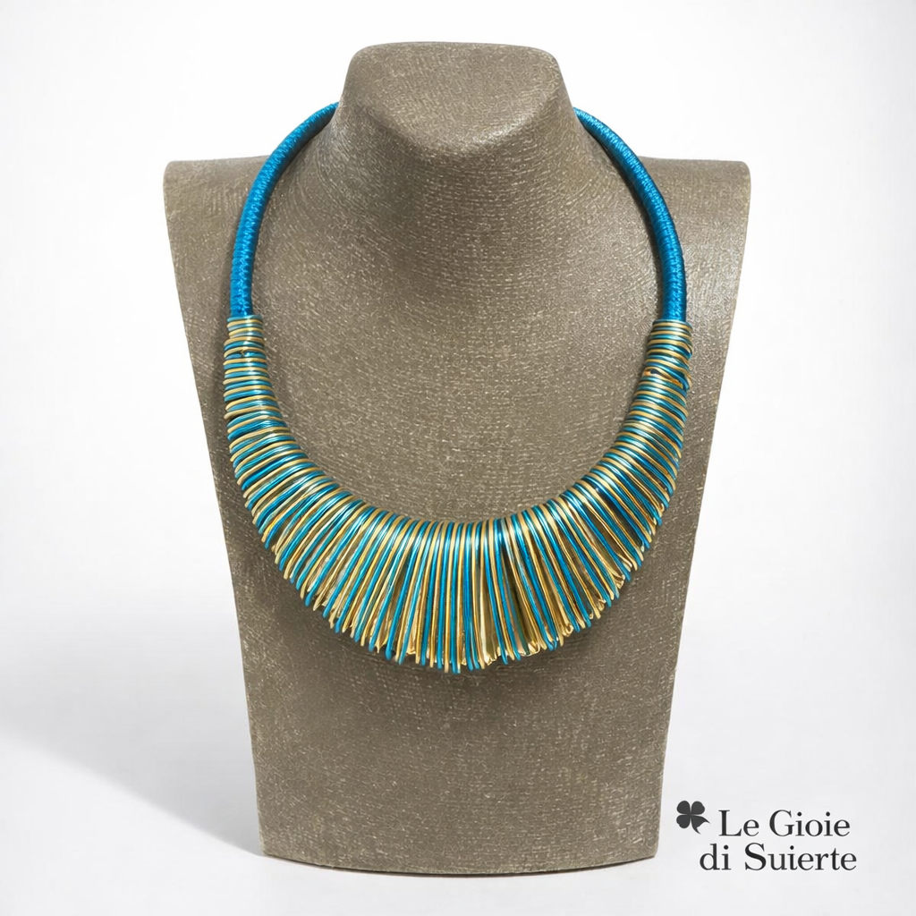 Collana Aura Frange Gold & Turchese