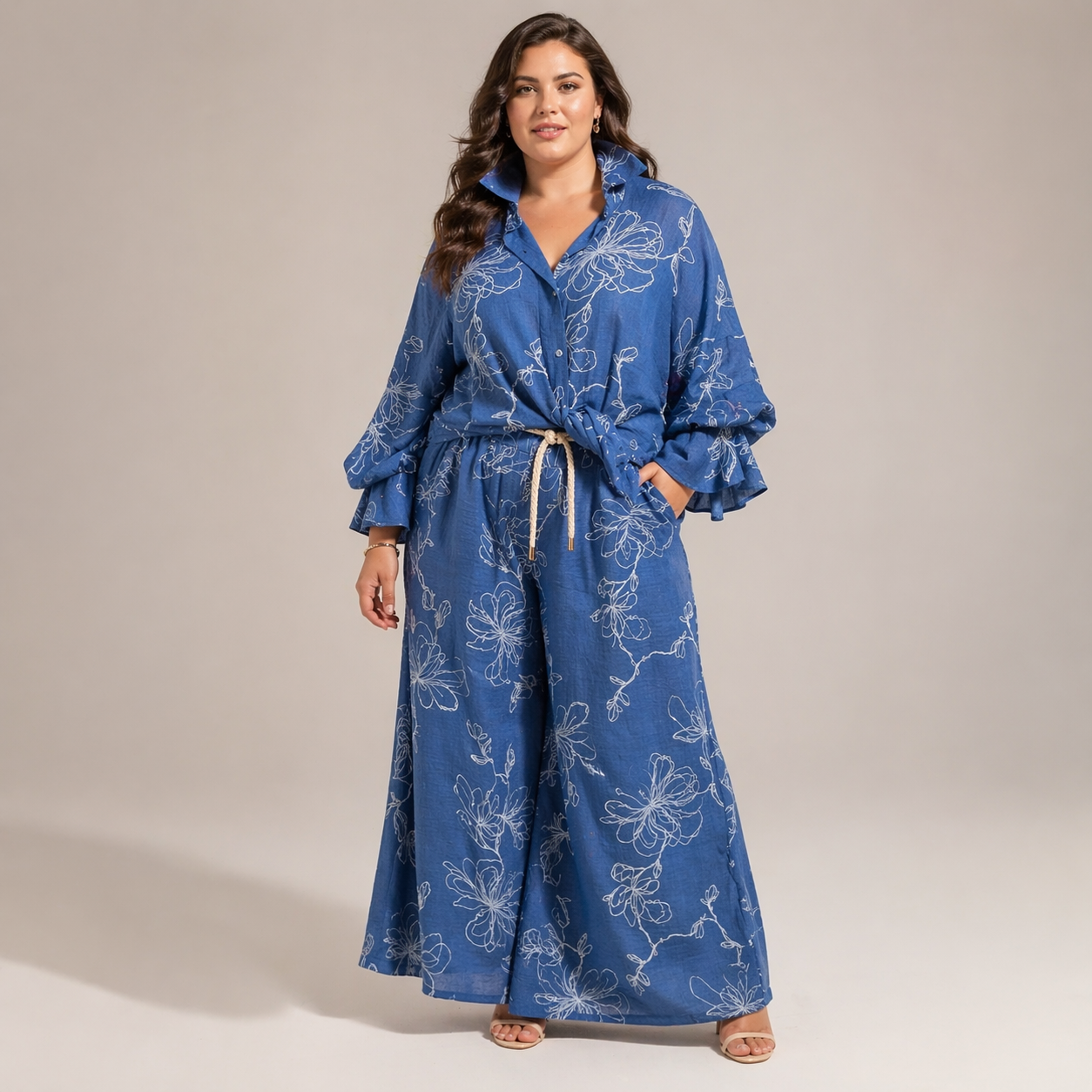 Camicia Denim Flower Nodo