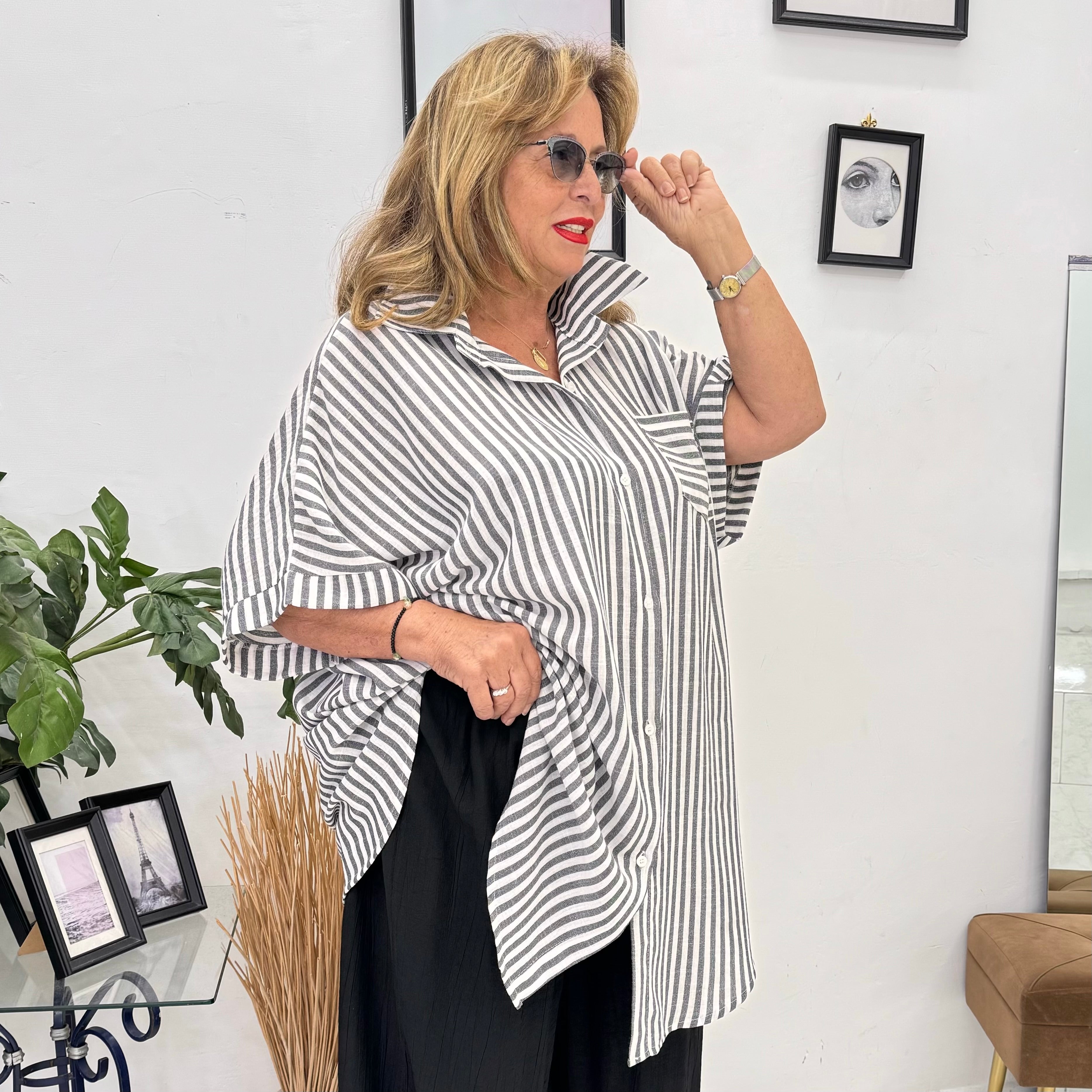 Maxi Camicia Essential a Righe