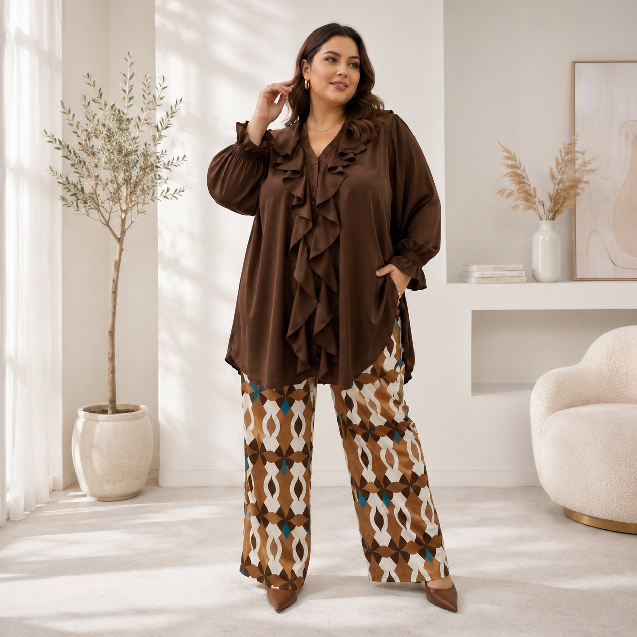Camicia con rouche donne curvy Iris