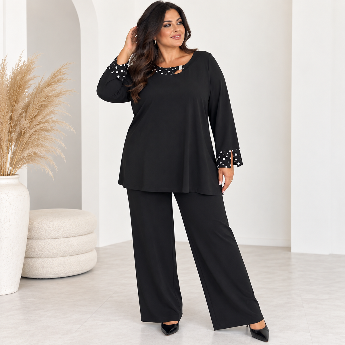 Maglia pois e strass 05108