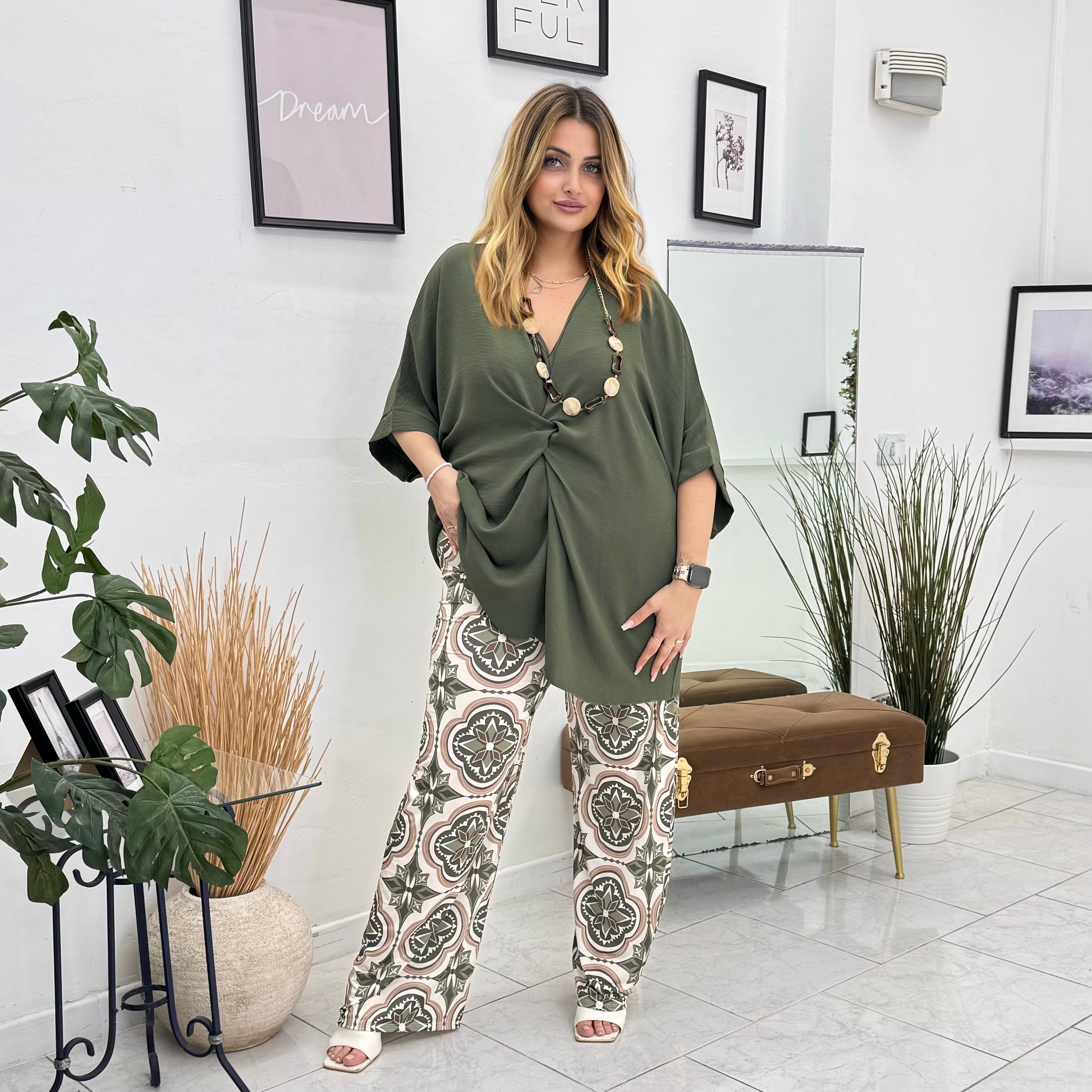 TOTAL LOOK INTRECCIO VERDE MILITARE