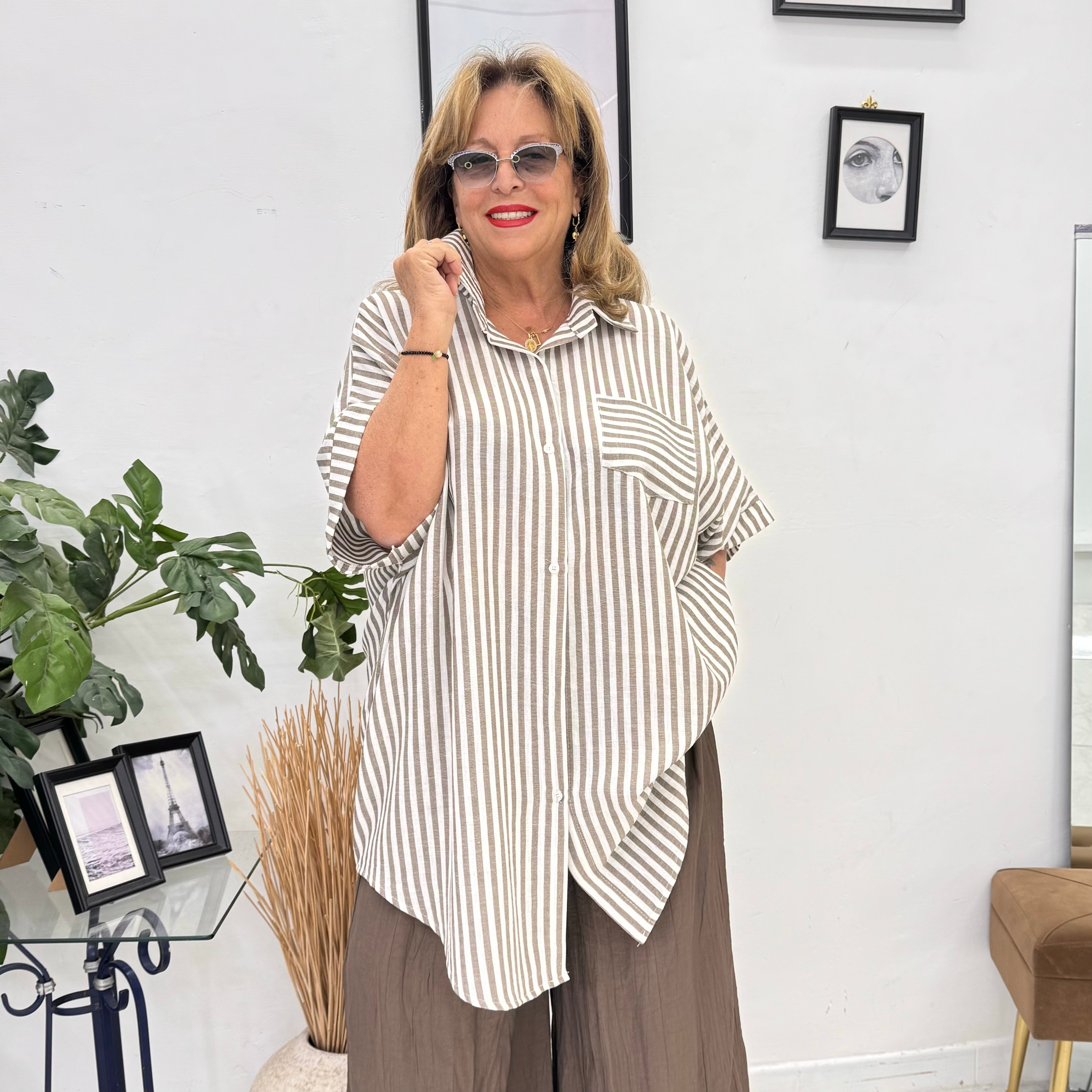 Maxi Camicia Essential a Righe