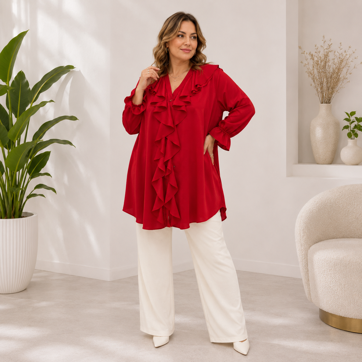 Camicia con rouche donne curvy Iris