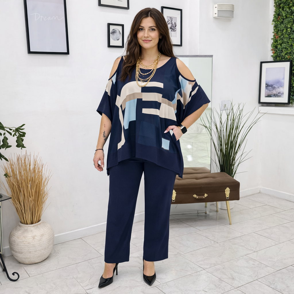 Casacca Geometrica Cold Shoulder Oversize