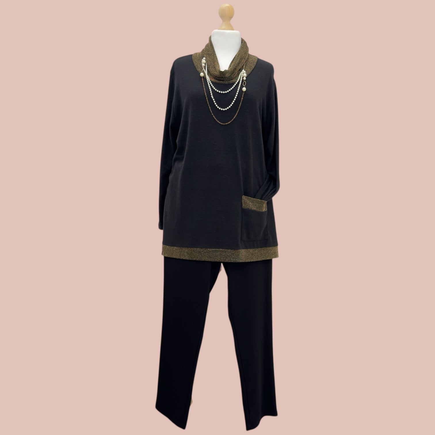 Maglia Collo Chunky Lamè