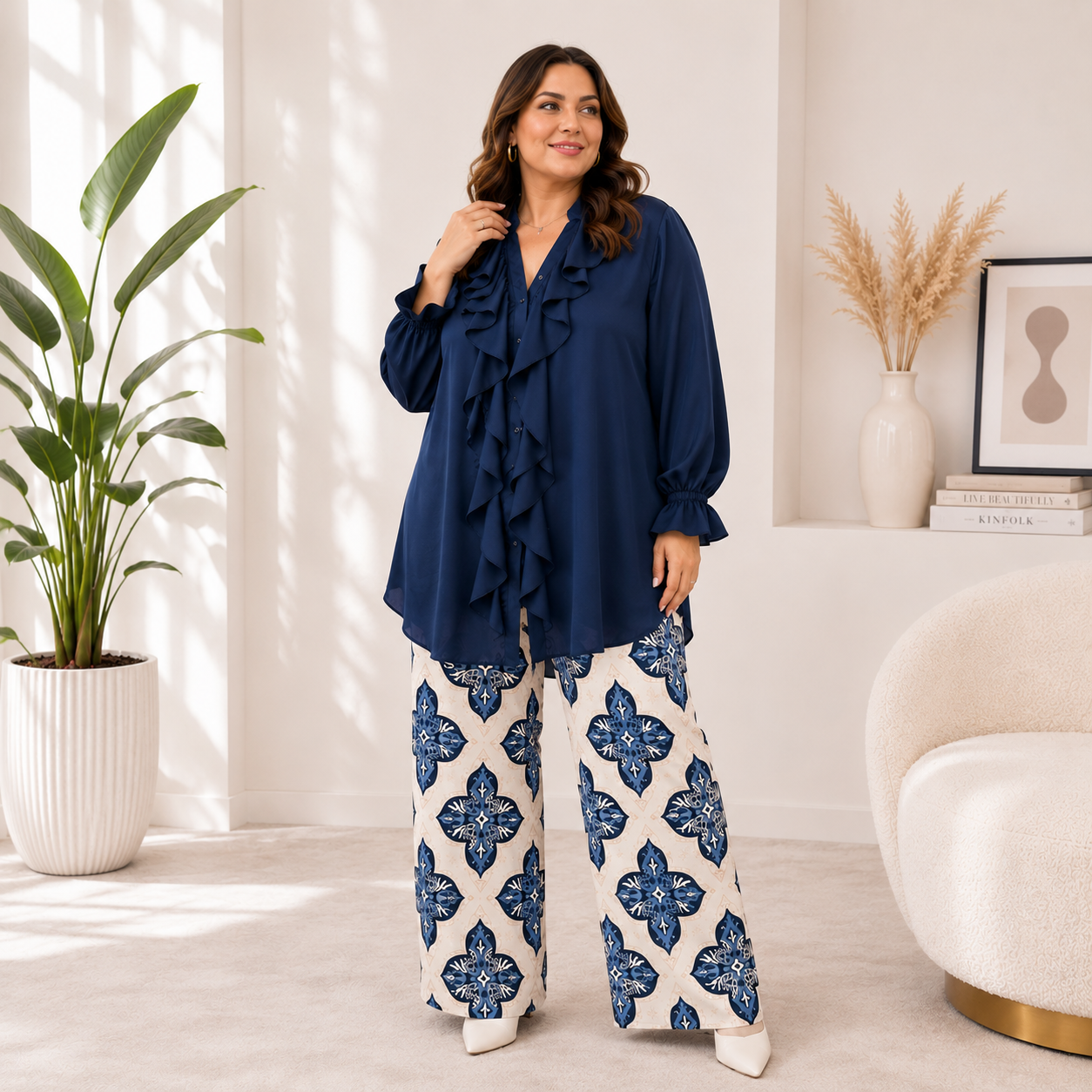 Camicia con rouche donne curvy Iris