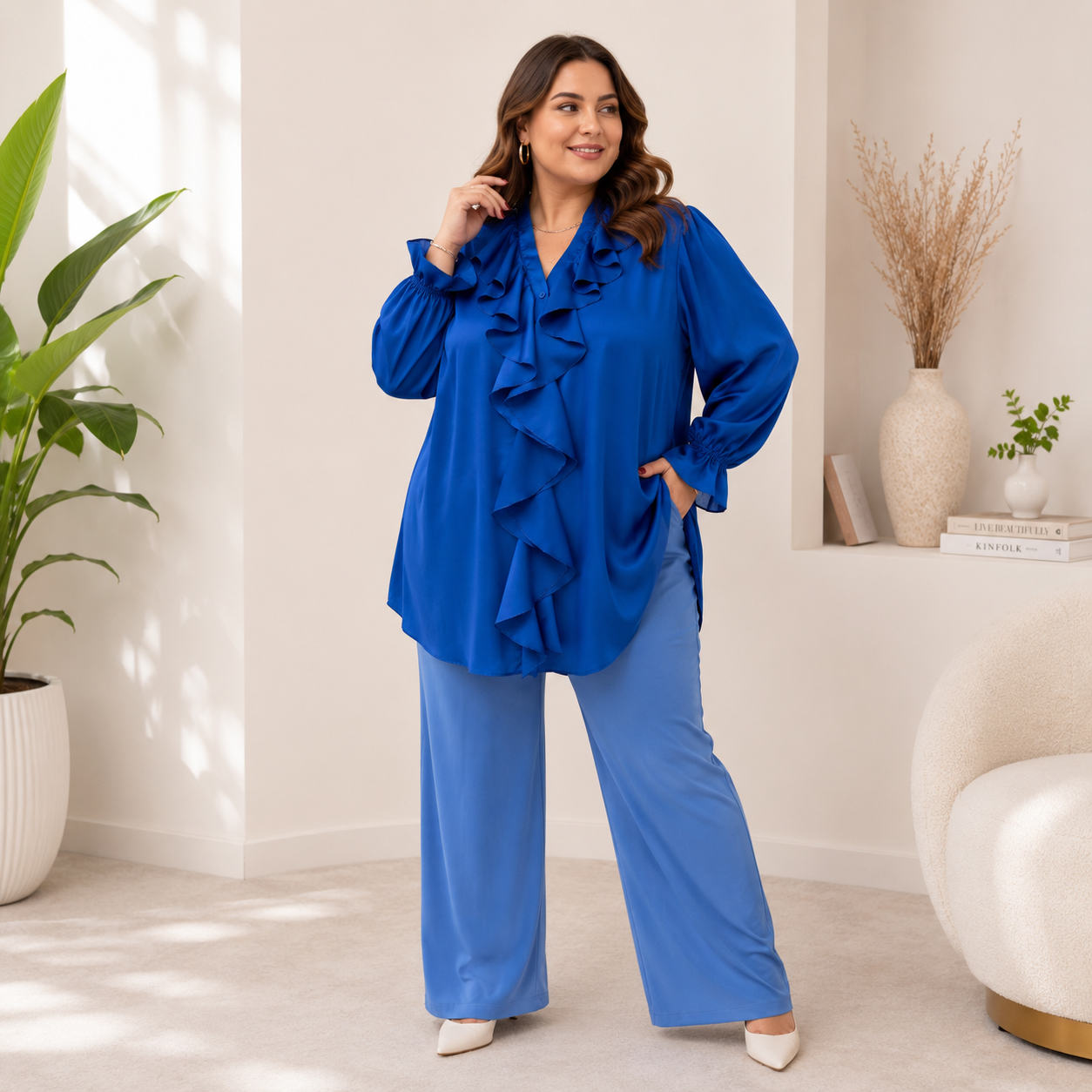 Camicia con rouche donne curvy Iris