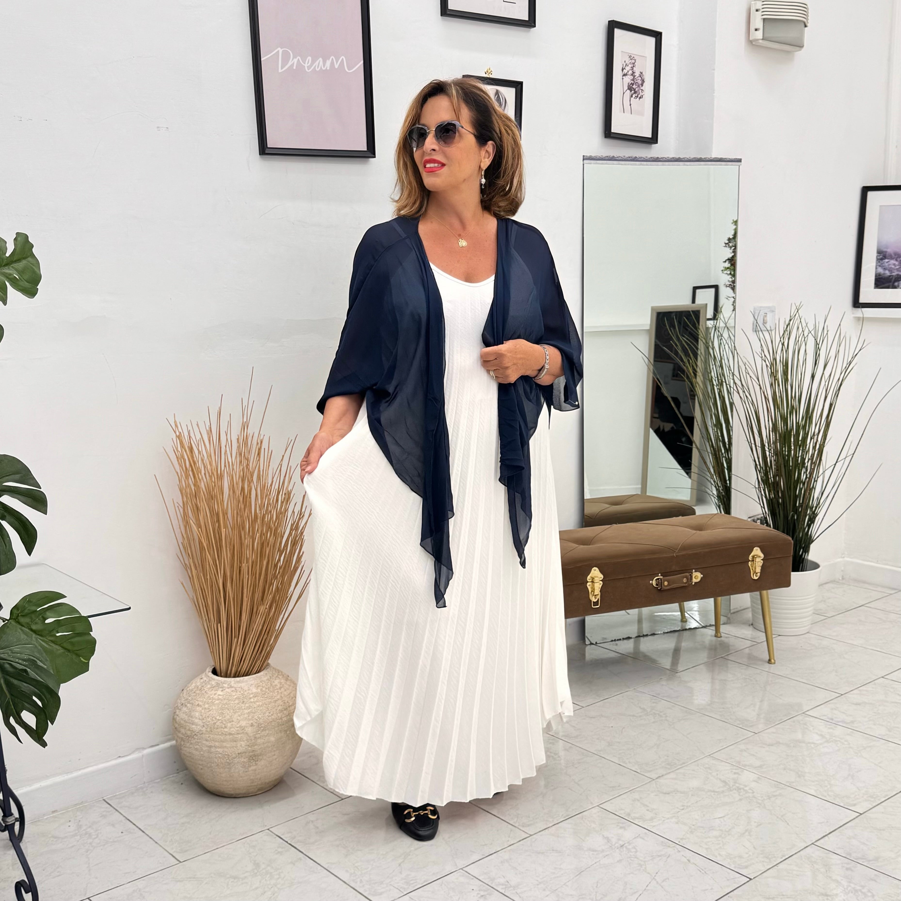 TOTAL look Lavinia Bianco/Blu notte